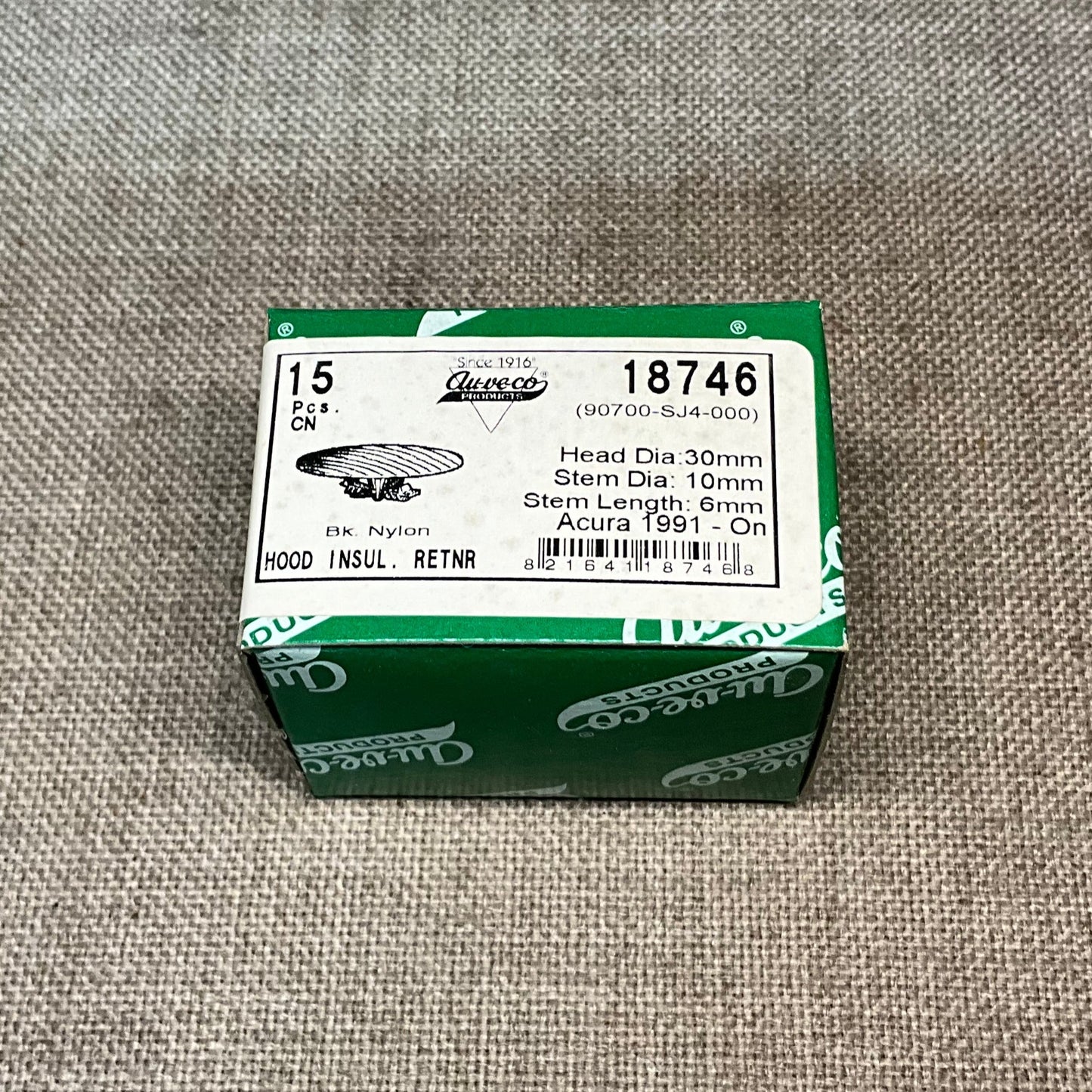 15 Hood Insulation Retainers Auveco 18746 Acura Legend: 90700-SJ4-000; & Honda