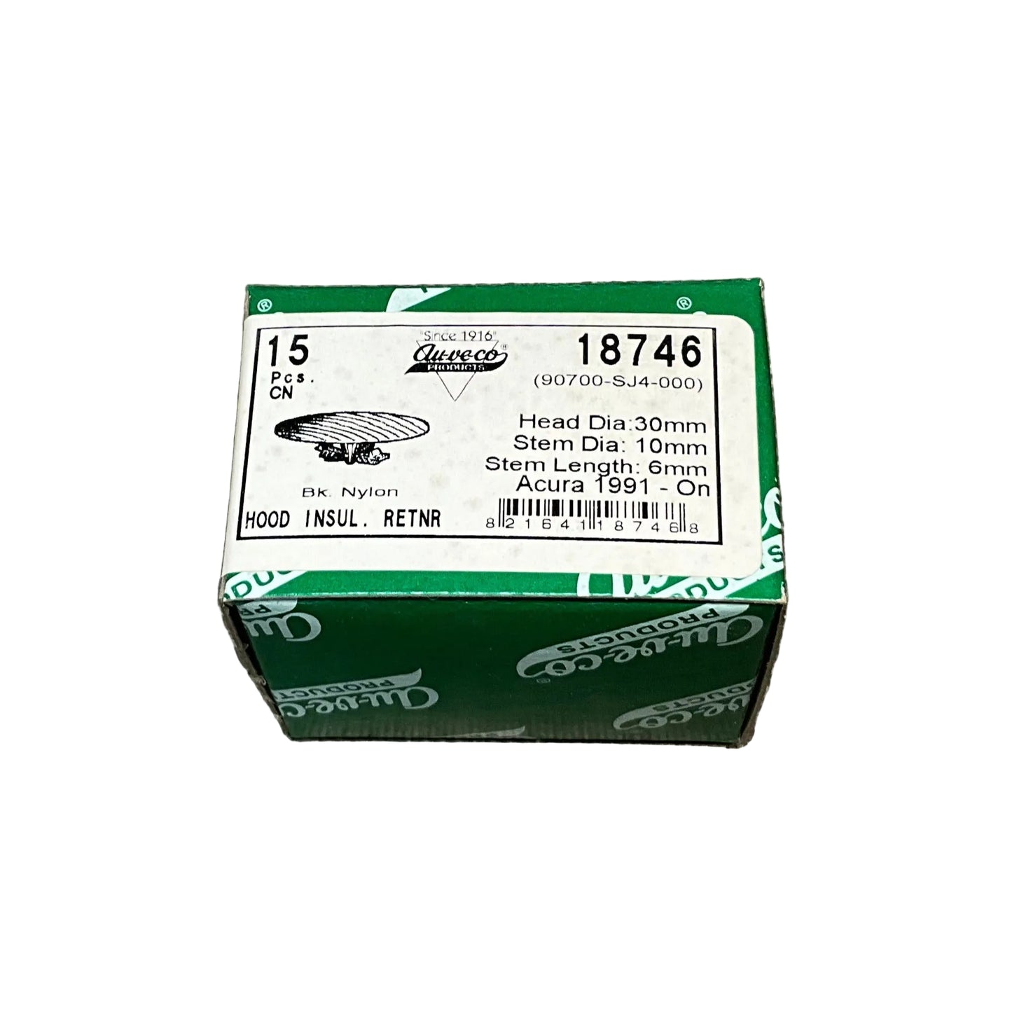 15 Hood Insulation Retainers Auveco 18746 Acura Legend: 90700-SJ4-000; & Honda