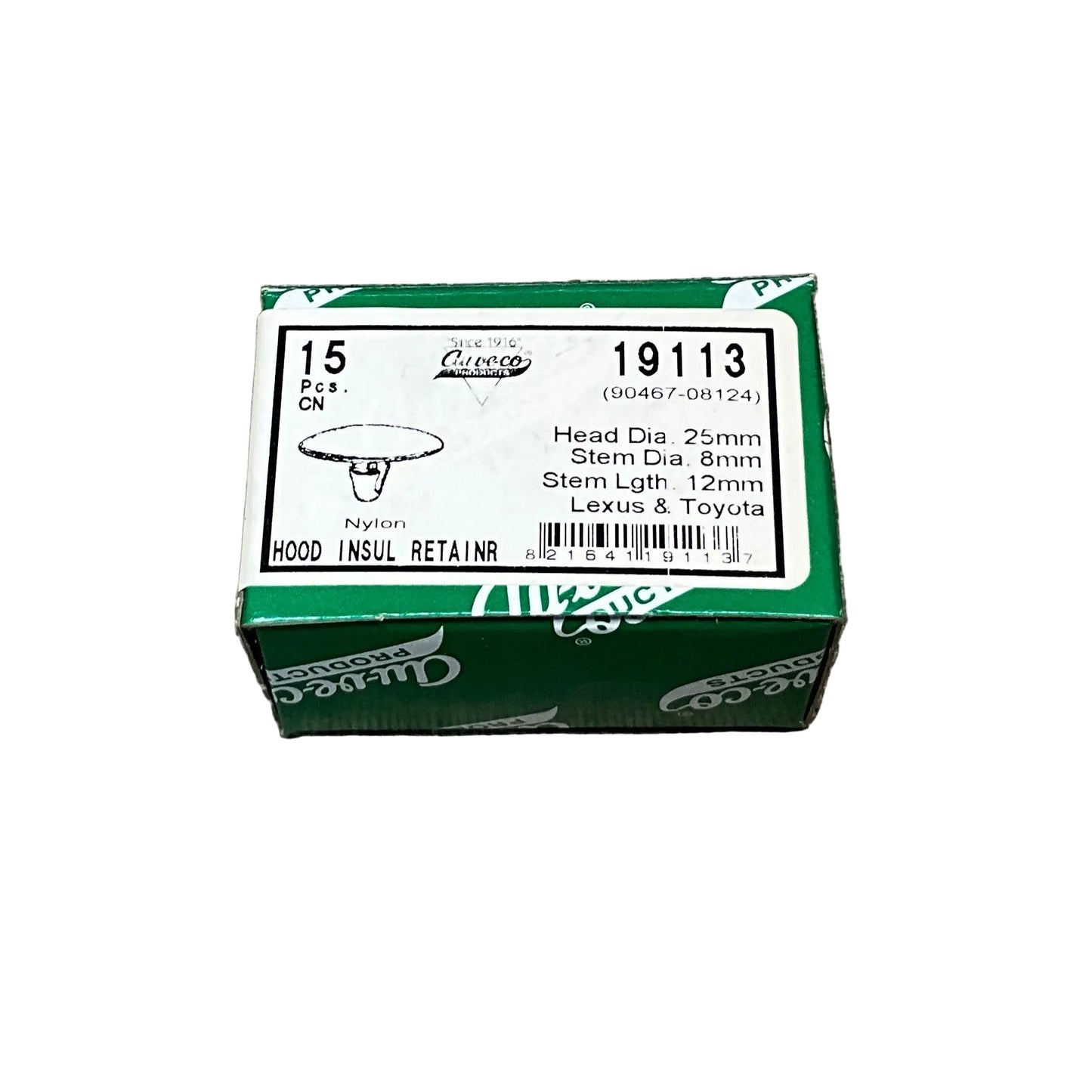 15 Hood Insulation Retainers Auveco 19113 Toyota : 90467-08124 Supra and Lexus