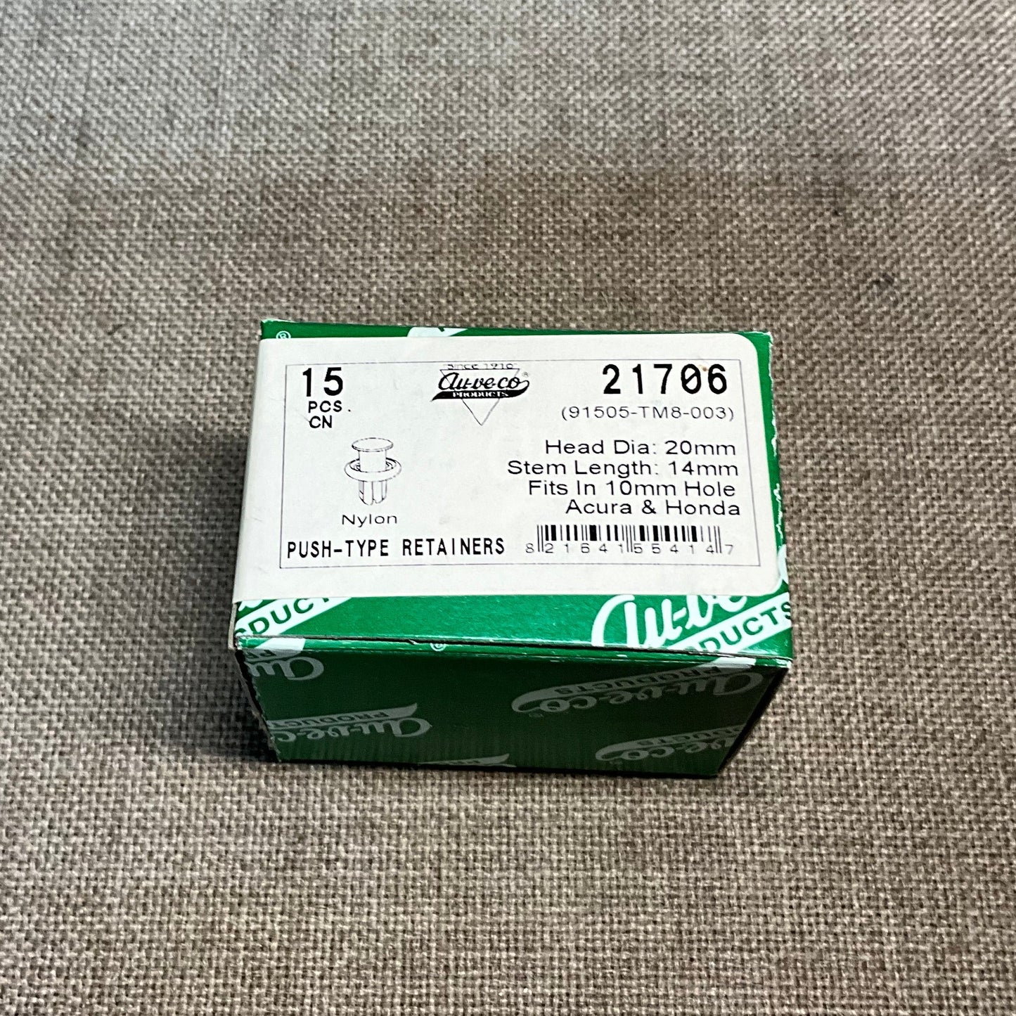 15 Push Type Retainers Auveco 21706 Acura and Honda OEM : 91505-TM8-003