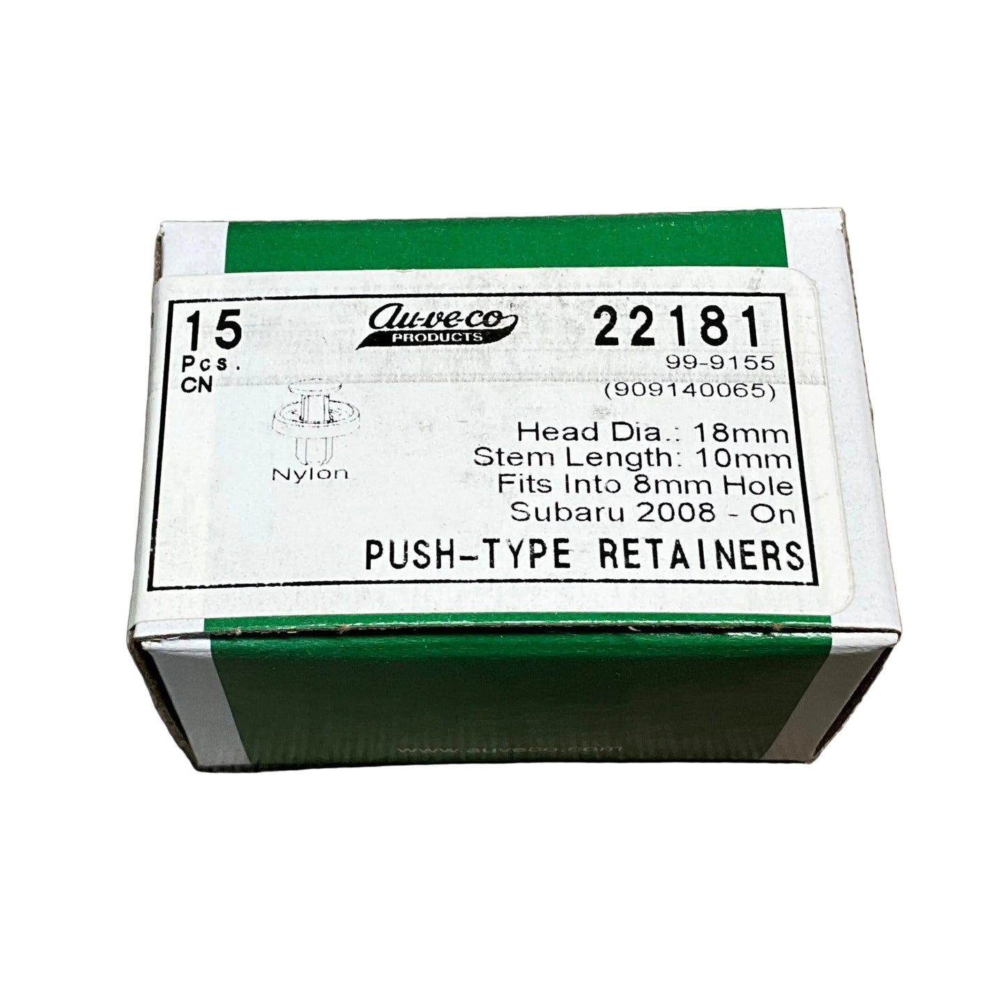 15 Push Type Retainers Auveco 22181 Subaru OEM : 909140065 From 2008 - On