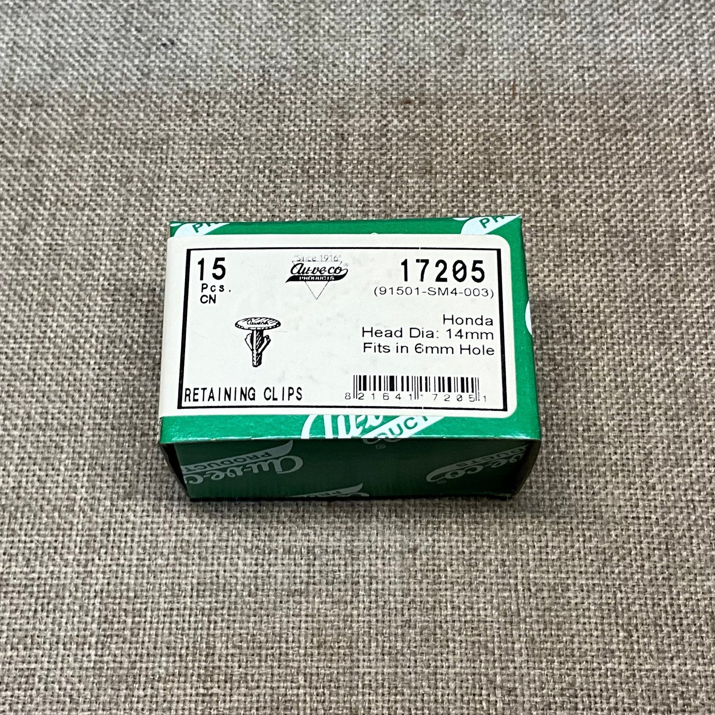 15 Retaining Clips Auveco 17205 Honda : 91501-SM4-003 From The Year 1990 - On