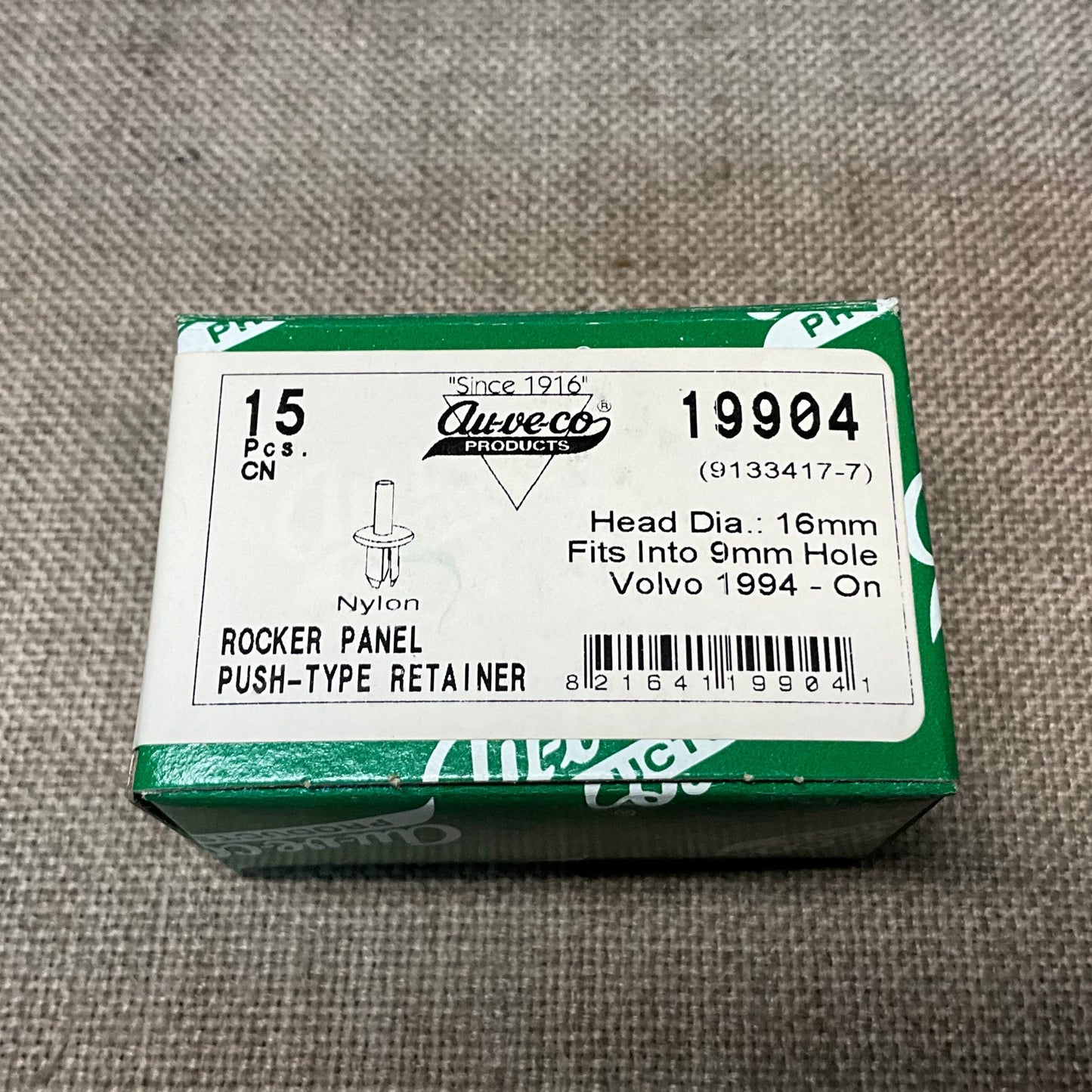 15 Rocker Panel Push Type Retainers Auveco 19904 Volvo : 9133417-7 From 1994 On