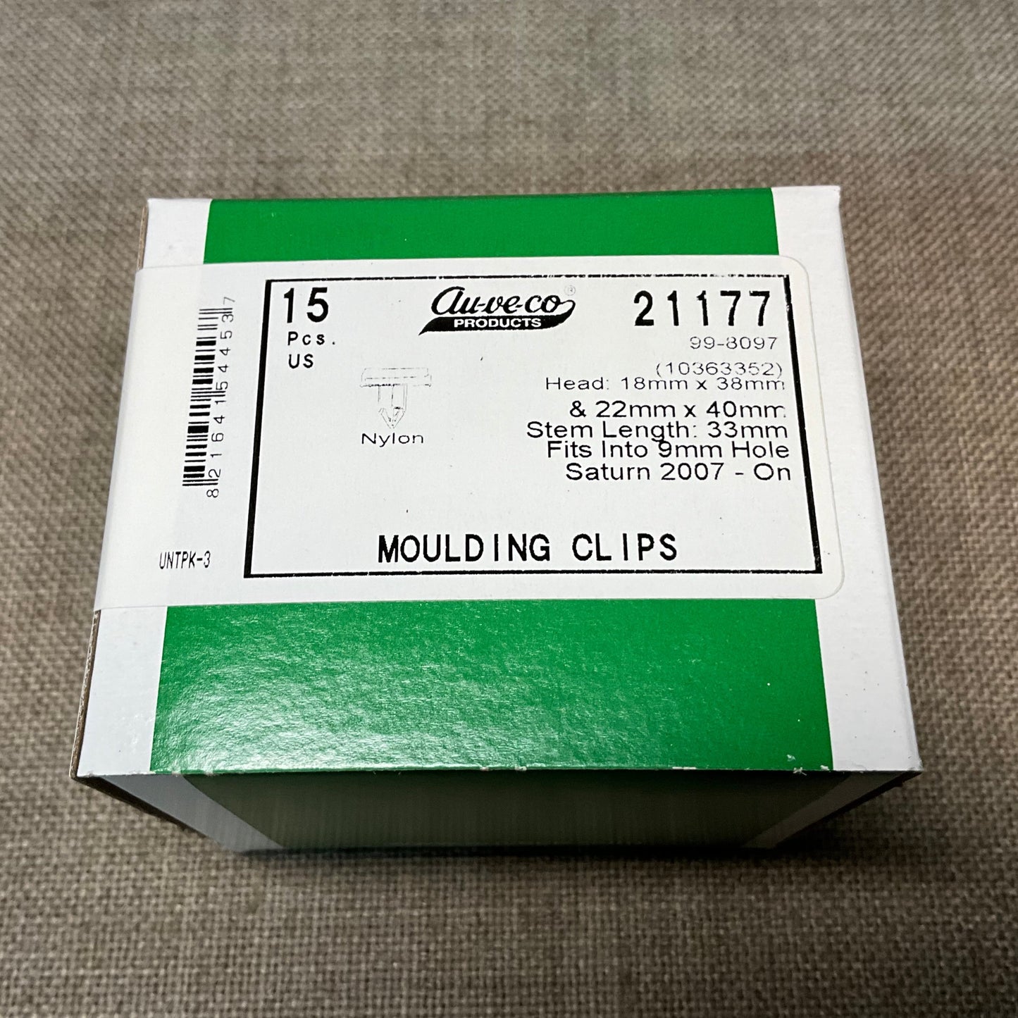 15 Rocker Pillar and Floor Moulding Clips Auveco 21177 Saturn Aura : 10363352