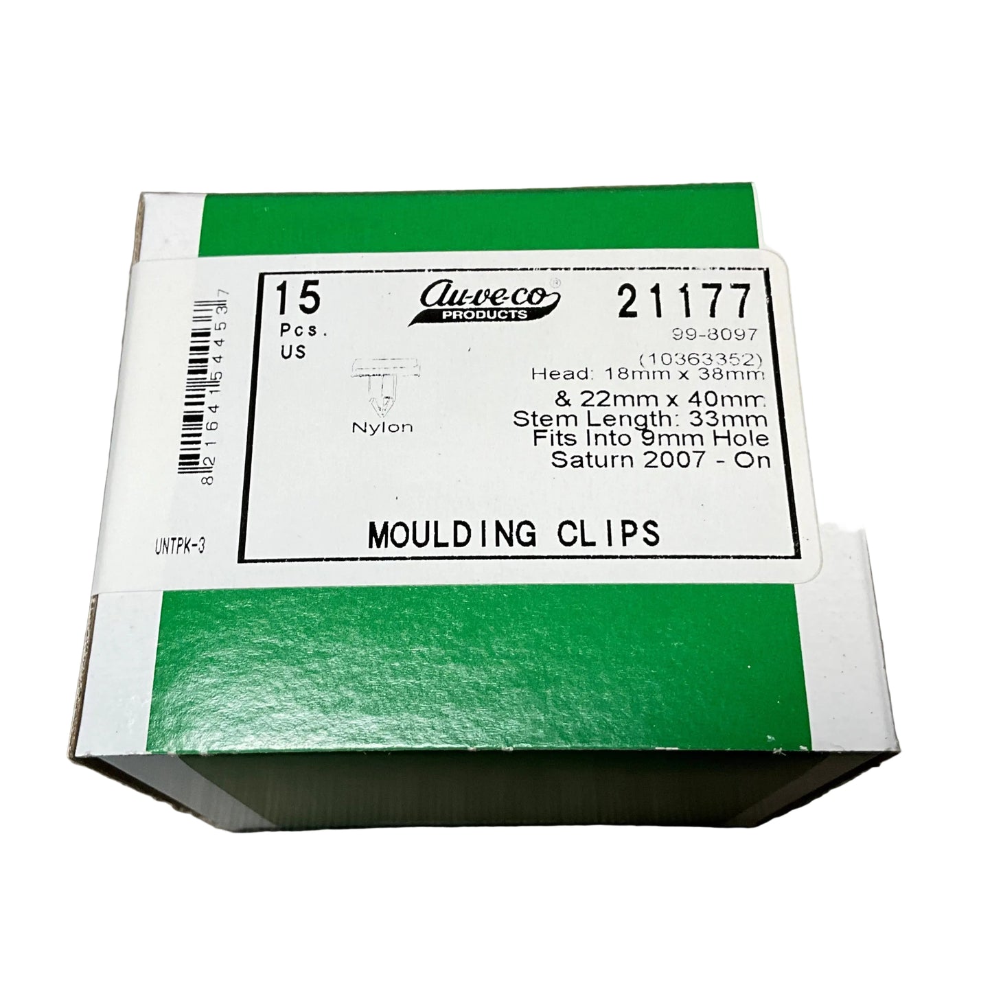 15 Rocker Pillar and Floor Moulding Clips Auveco 21177 Saturn Aura : 10363352