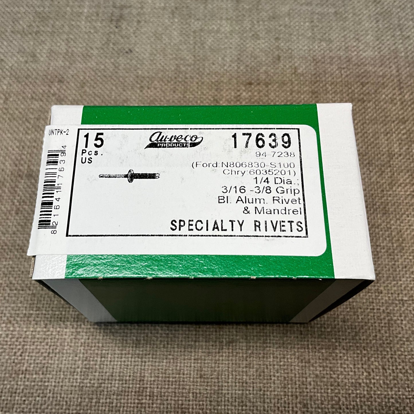 15 Specialty Rivets Auveco 17639 Ford : N806830-S100 and Chrysler : 6035201