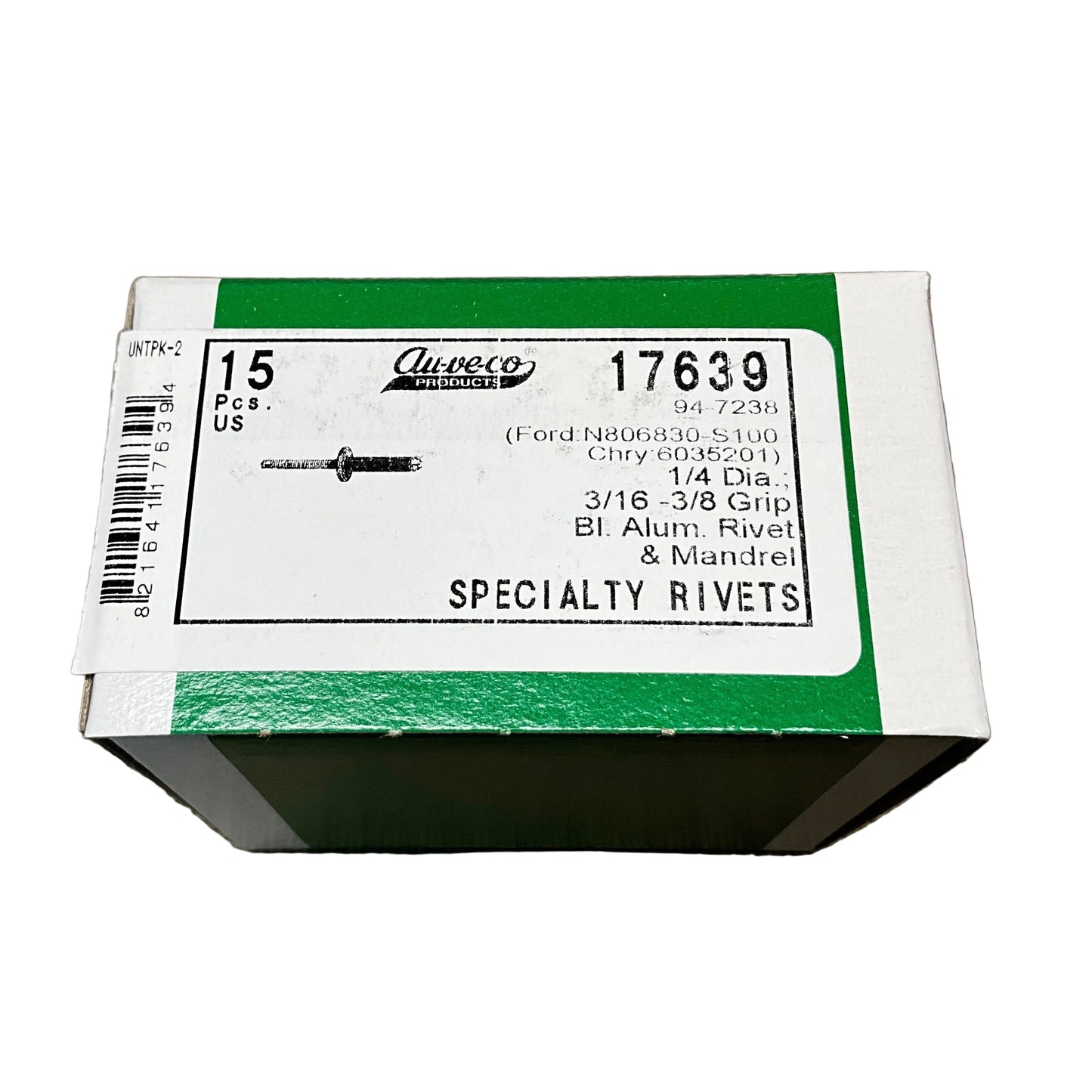 15 Specialty Rivets Auveco 17639 Ford : N806830-S100 and Chrysler : 6035201
