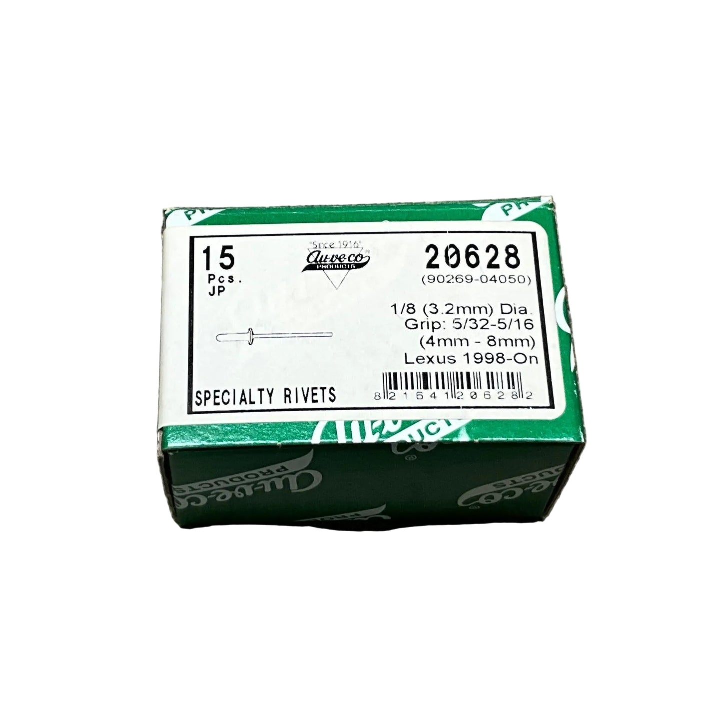 15 Specialty Rivets Auveco 20628 For Lexus : 90269-04050; GS300 400 430 SC430