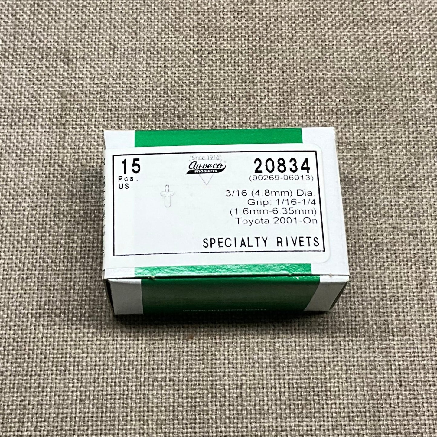 15 Specialty Rivets Auveco 20834 For Toyota - 90269-06013 Camry & Lexus 2001-on