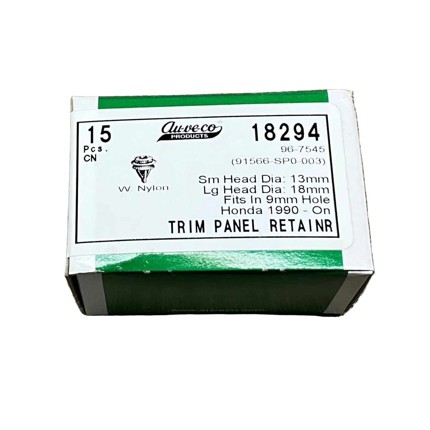 15 Trim Panel Retainers Auveco 18294 OEM Honda : 91566-SP0-003 From 1990 - On