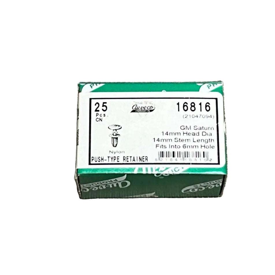 25 Auveco 16816 Push-Type Retainer 14mm Length 14mm Head Diameter