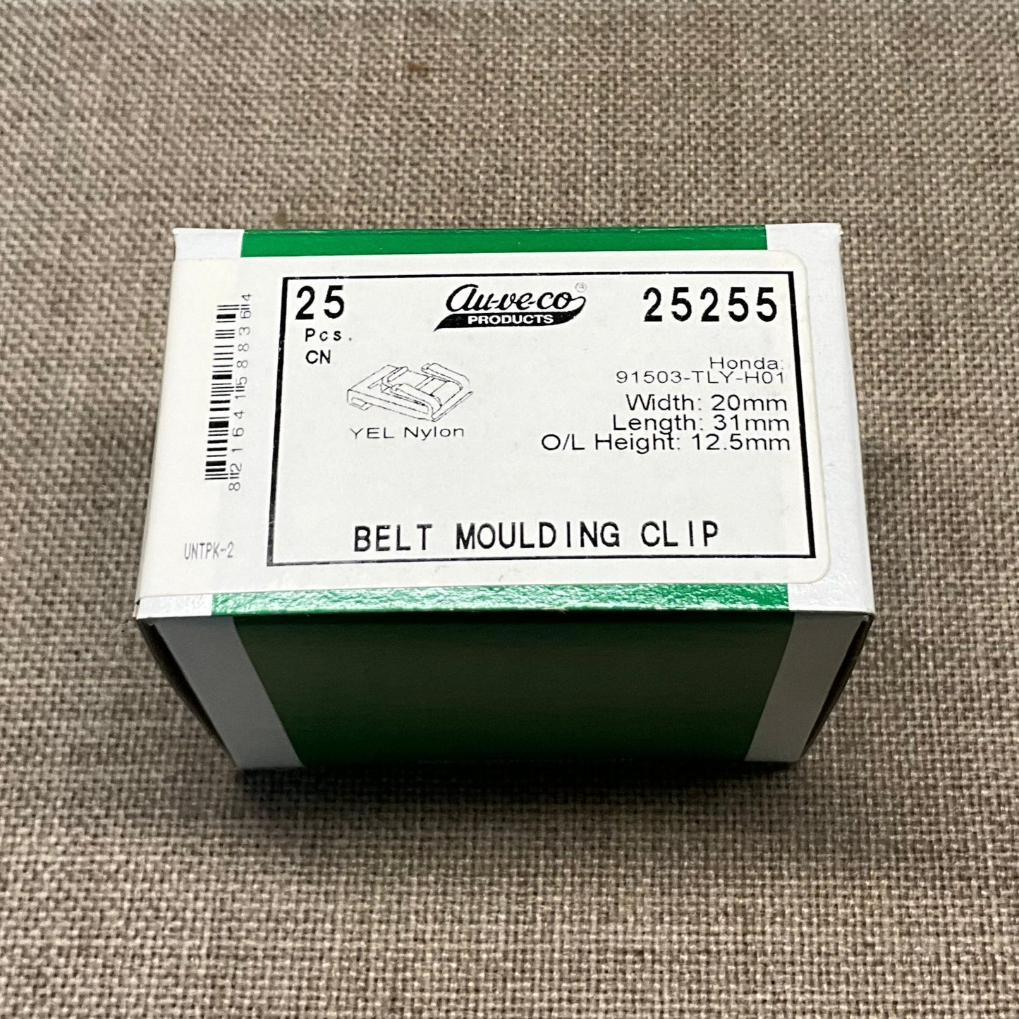 25 Belt Molding Clips Honda Auveco 25255 OEM : 91503-TLY-H01