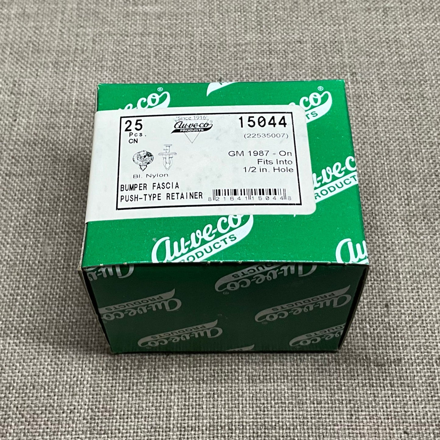 25 Bumper Fascia Push Type Retainer Auveco 15044 GM : 22535007 From 1987 - On