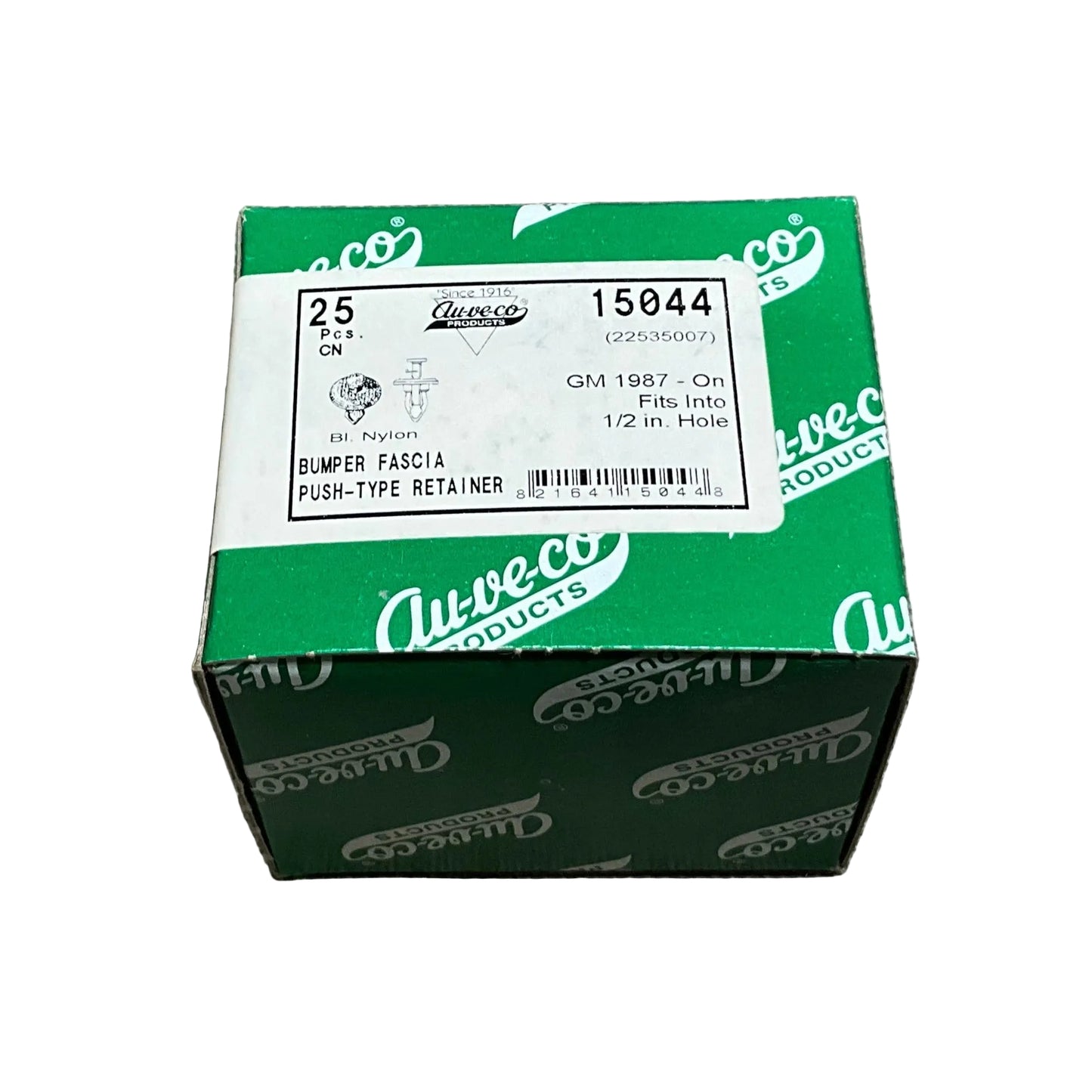 25 Bumper Fascia Push Type Retainer Auveco 15044 GM : 22535007 From 1987 - On