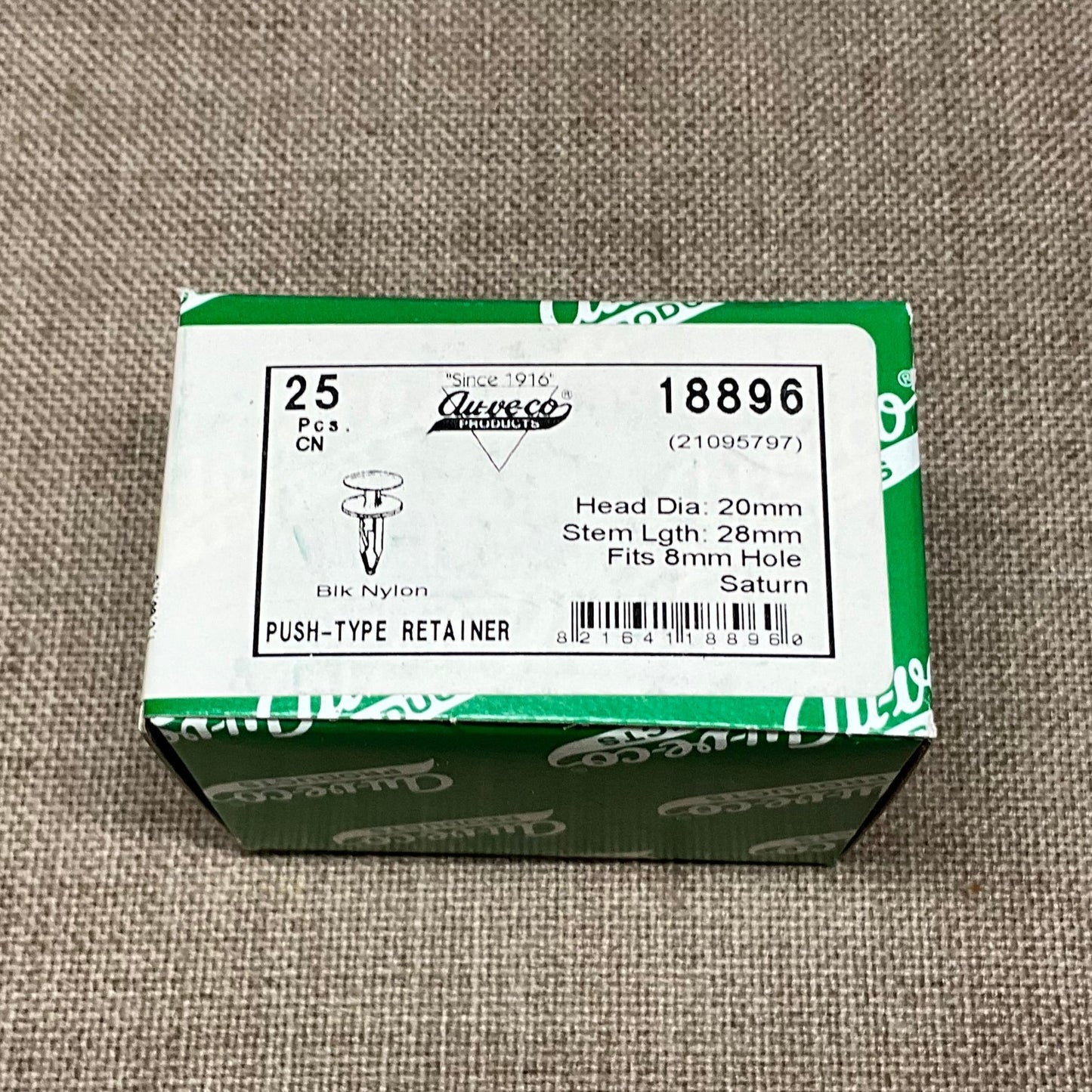 25 Bumper Fascia Push Type Retainer Auveco 18896 Saturn: 21095797 From 1996 On