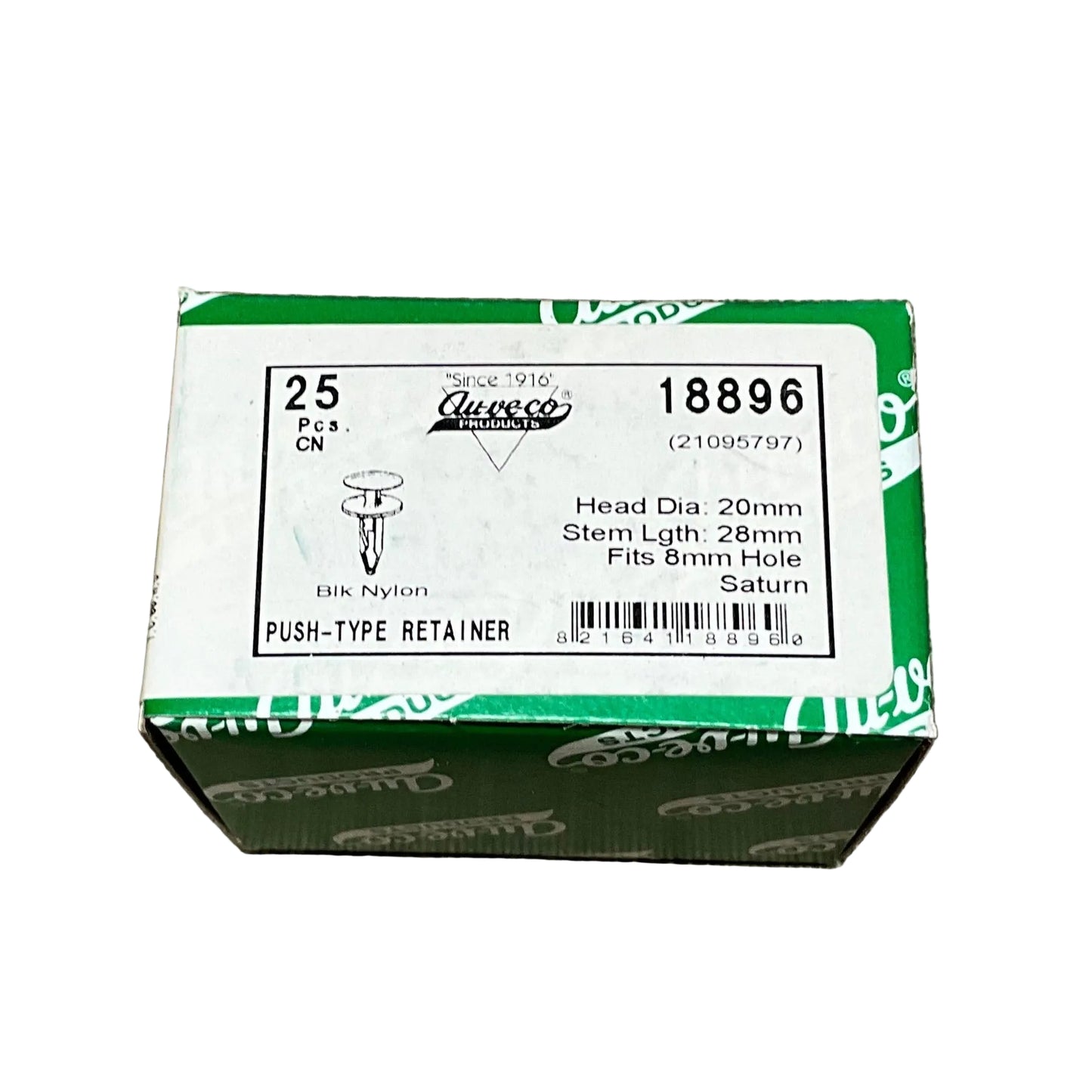 25 Bumper Fascia Push Type Retainer Auveco 18896 Saturn: 21095797 From 1996 On