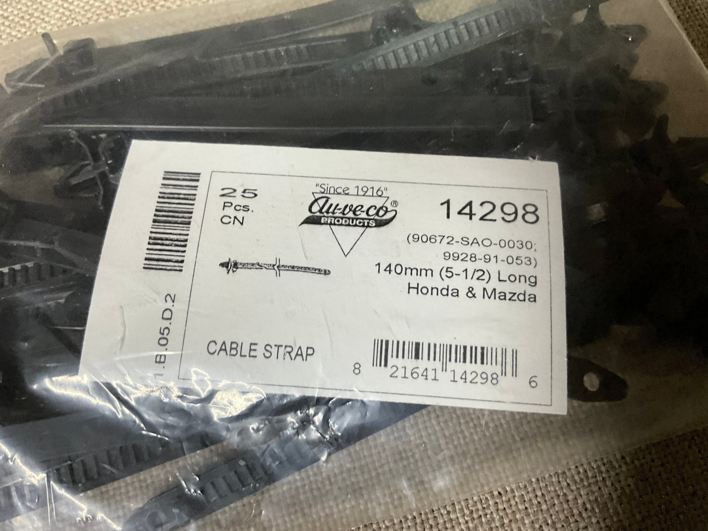 25 Cable Straps Auveco 14298 Honda:90672-SAO-0030 Mazda:9928-91-053 Universal
