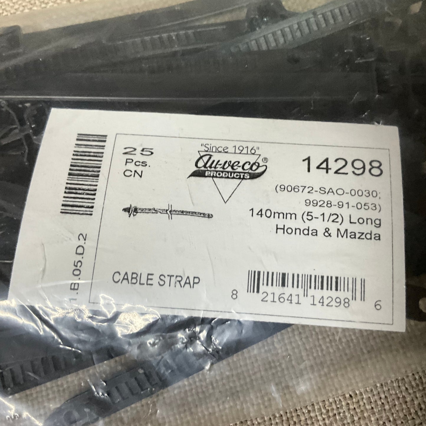 25 Cable Straps Toyota Import Car Truck Tie-Down Auveco 20380 Universal Use