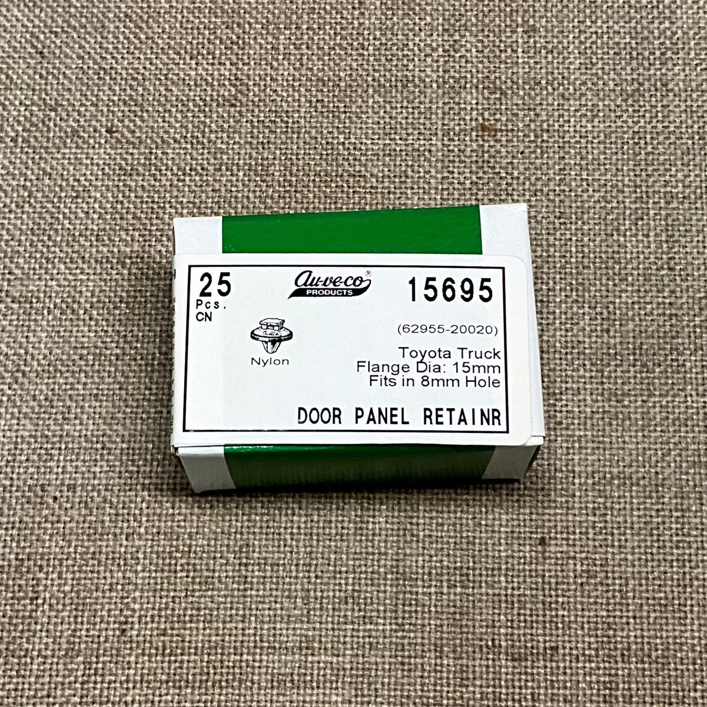 25 Door Panel Retainers Auveco 15695 Toyota : 62955-20020 AND GM : 94848834