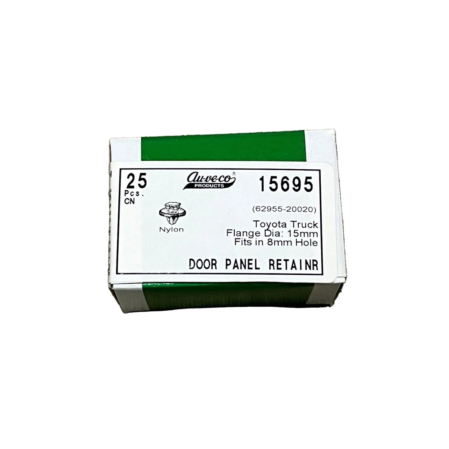 25 Door Panel Retainers Auveco 15695 Toyota : 62955-20020 AND GM : 94848834