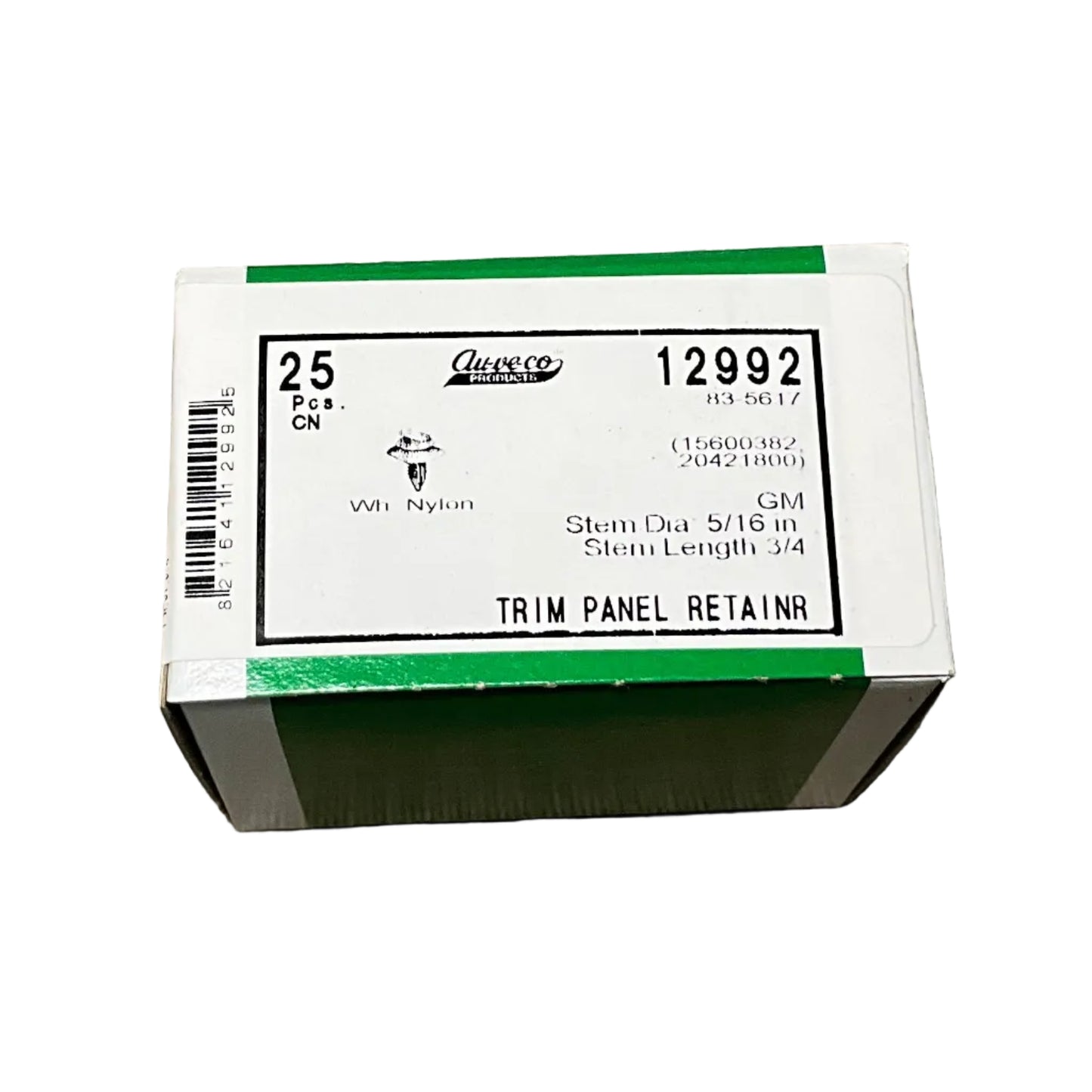 25 Door Trim Panel Retainers Auveco 12992 GM : 15600382 , 20421800 , 10073833