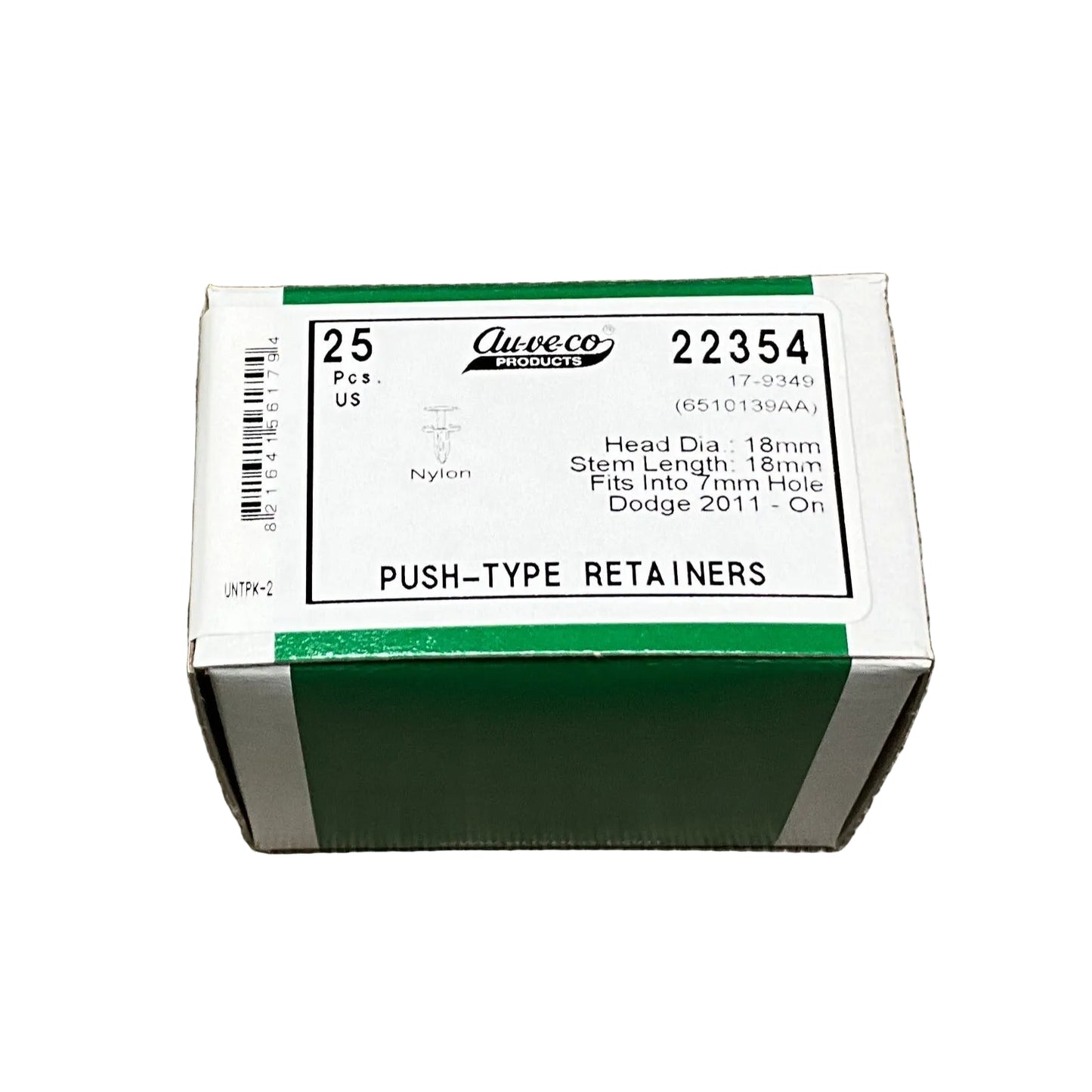 25 Exterior Trim Floor Pillar & Quarter Panel Push Type Retainer Auveco 22354