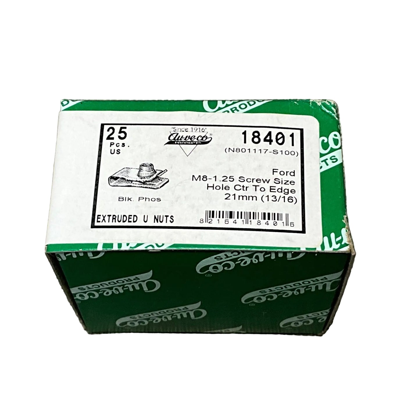 25 Extruded "U" Nuts (Foldover Nuts) Auveco 18401 Ford : N801117-S100
