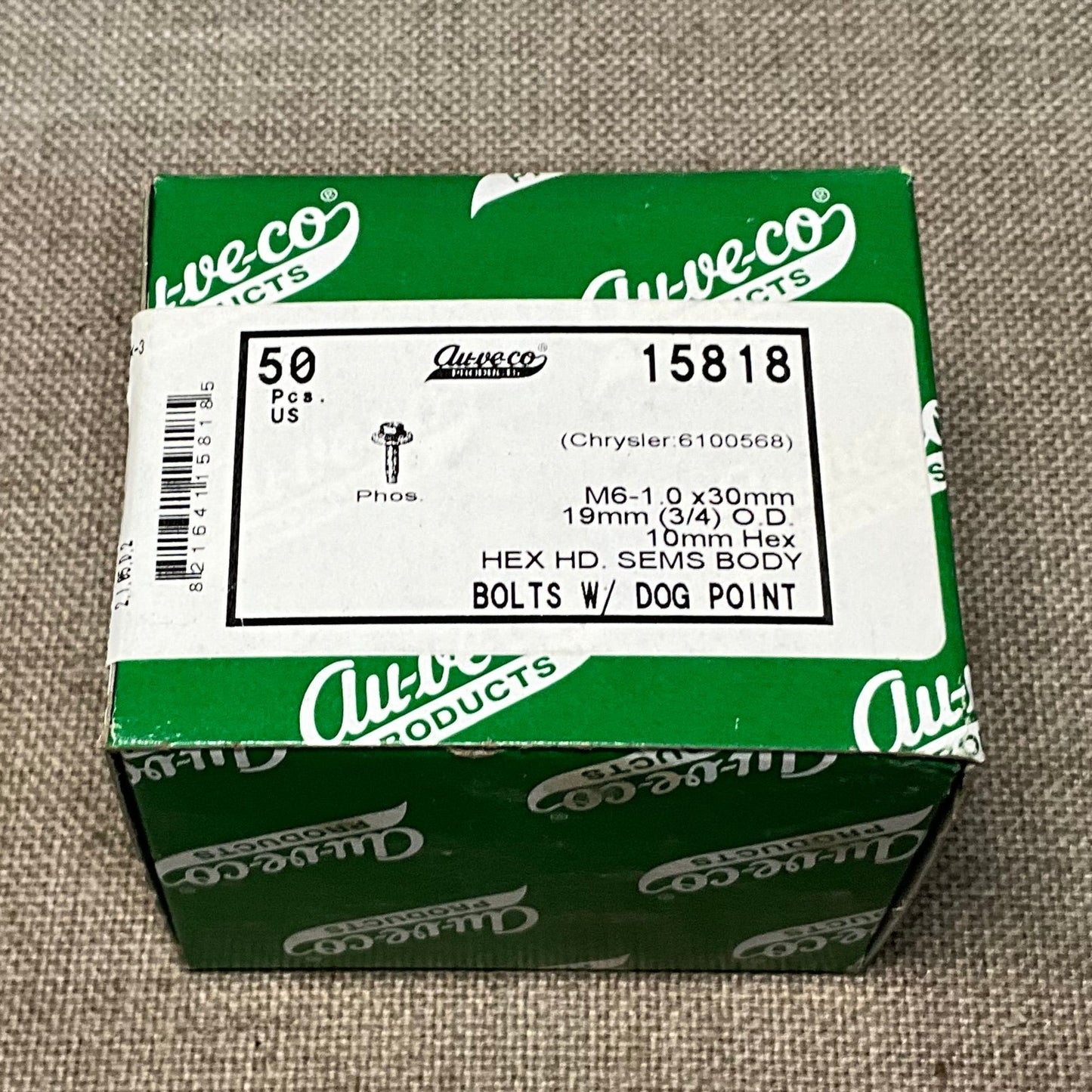 25 Fold Over Nuts 16322 and 25 Hex Head Sems Body Bolts w/ Dog Points 15818