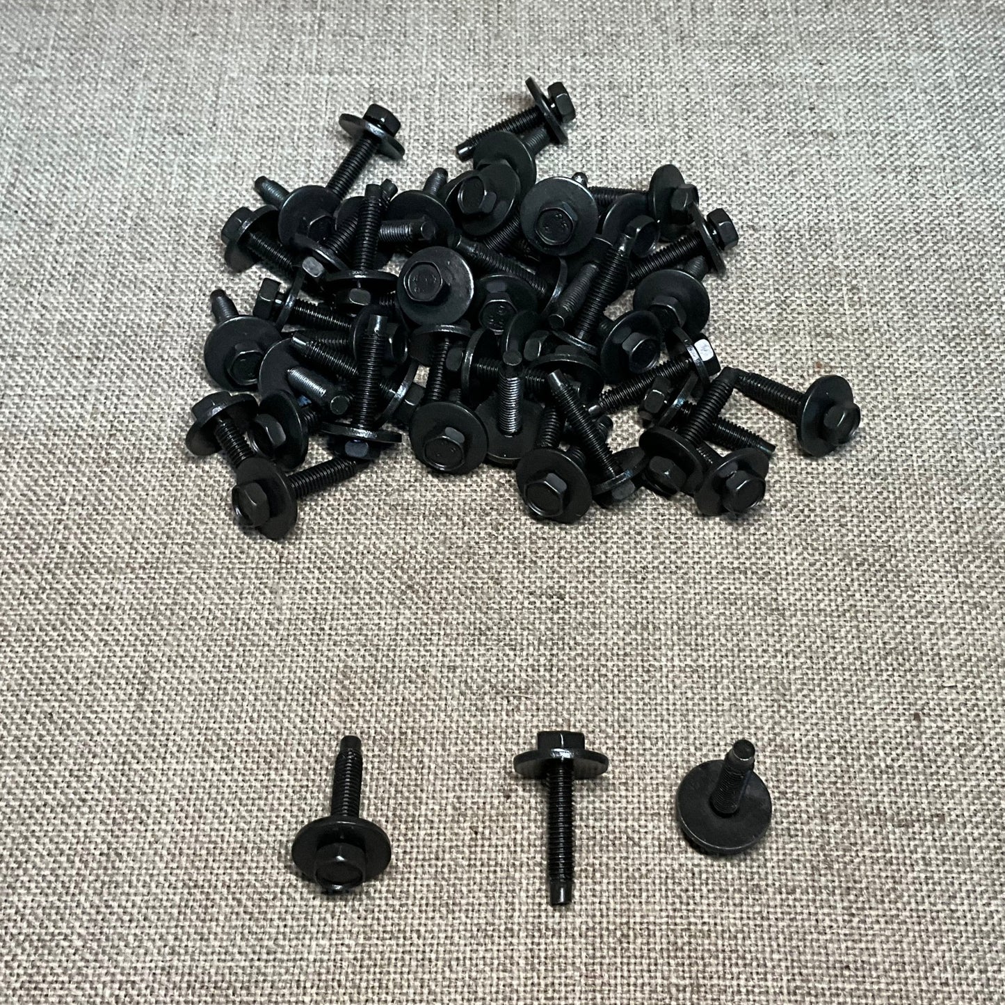 25 Fold Over Nuts 16322 and 25 Hex Head Sems Body Bolts w/ Dog Points 15818
