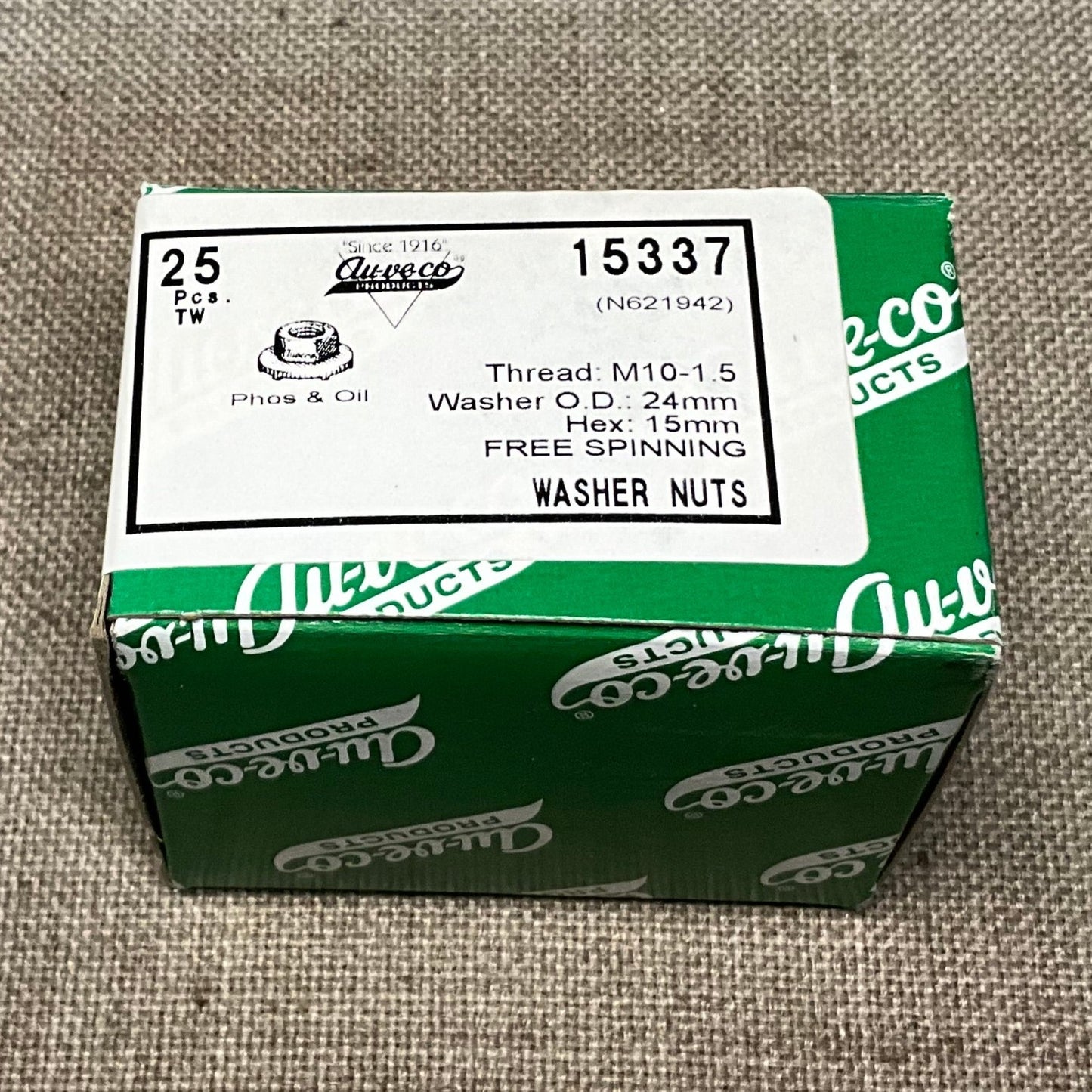 25 Free Spinning Washer Nuts Auveco 15337 O.E.M. #N621942 Automobile Car Truck