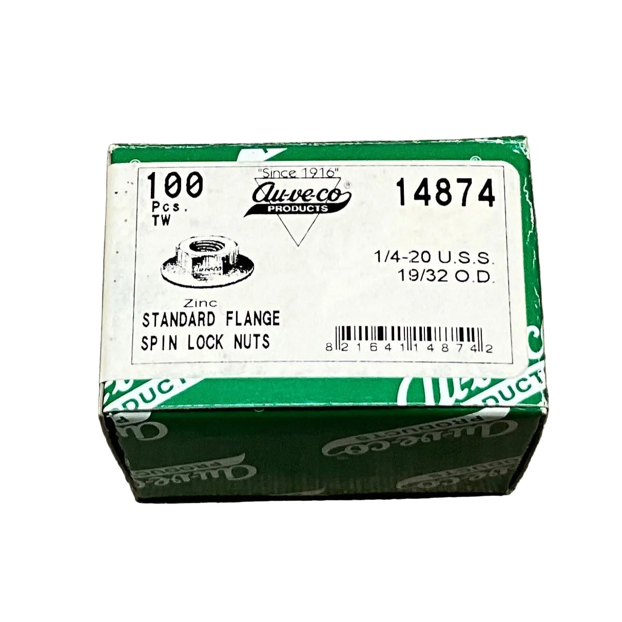 100 Standard Flange Spin Lock Nuts w/ Serrations Auveco 14874 Universal Auto