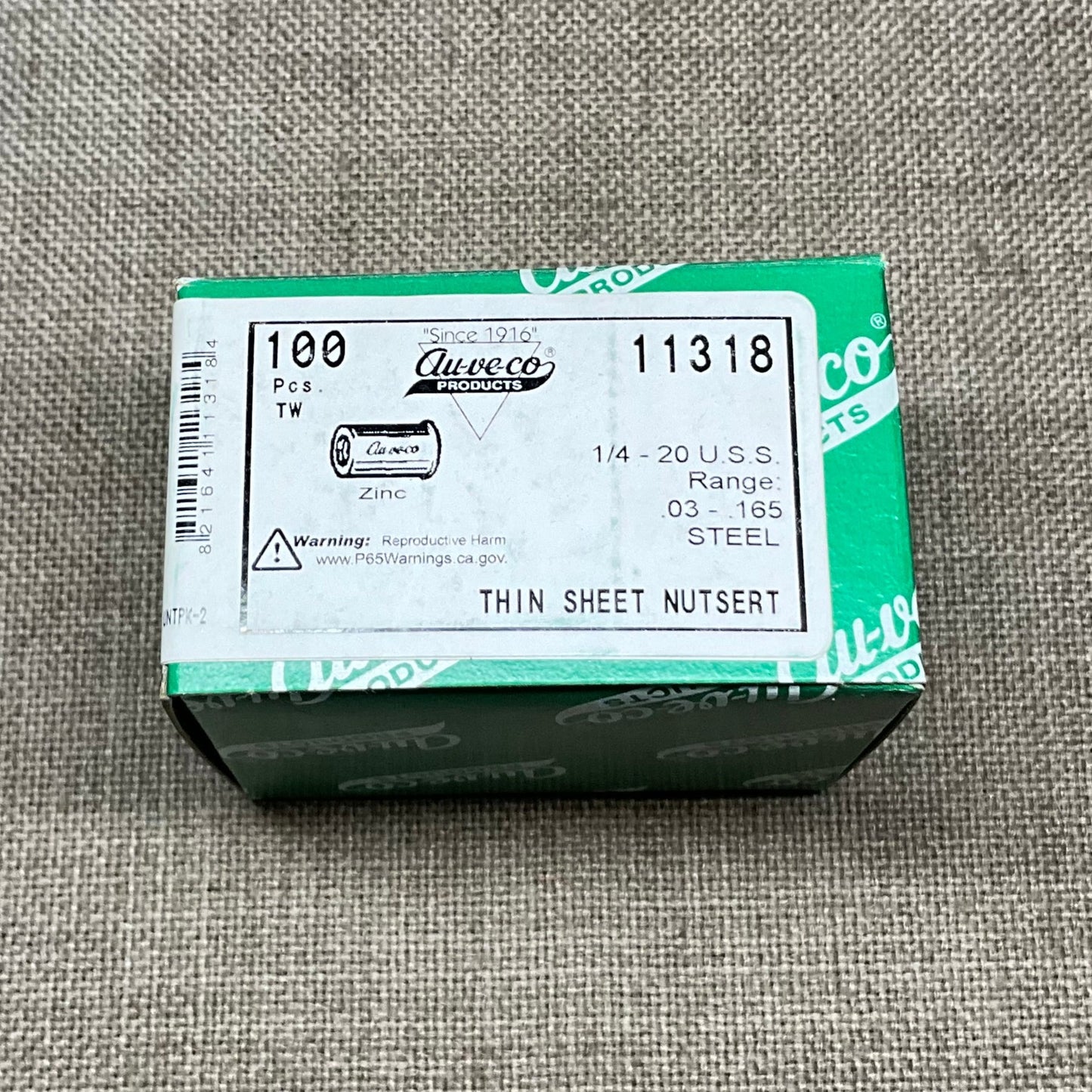 100 Thin Sheet Nutserts Inserts Auveco 11318 Auto Car Truck Van ATV Universal