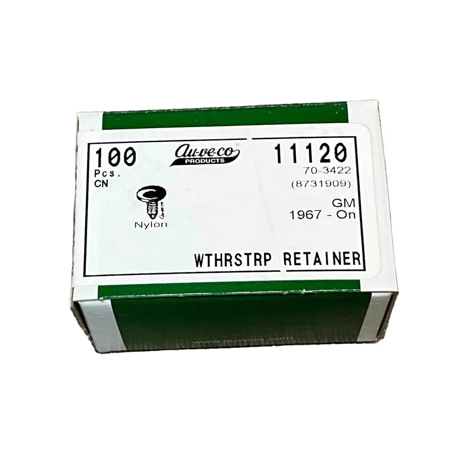 100 Weather Strip Retainers Auveco 11120 For GM : 8731909 From 1967 - On