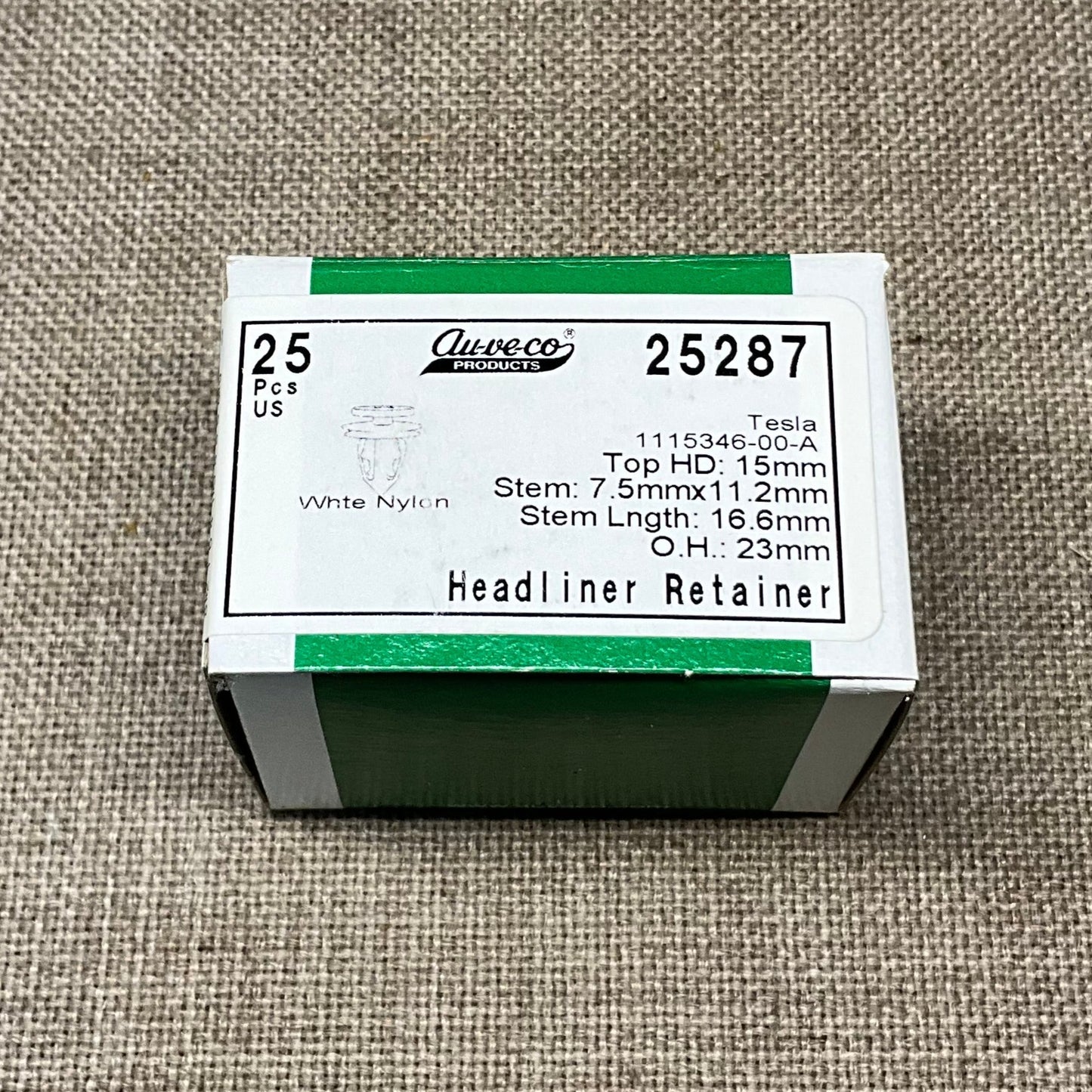 25 Headliner Retainers Auveco 25287 Tesla : 1115346-00-A
