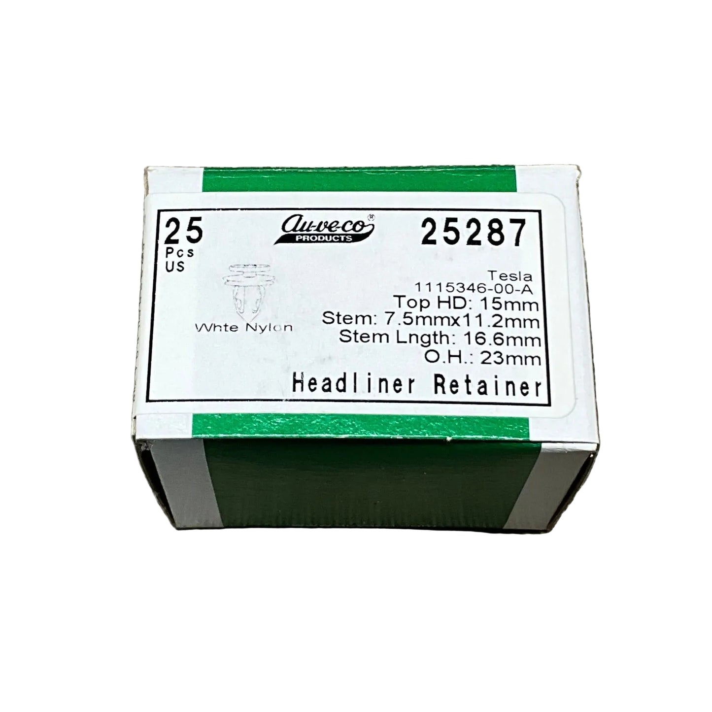 25 Headliner Retainers Auveco 25287 Tesla : 1115346-00-A