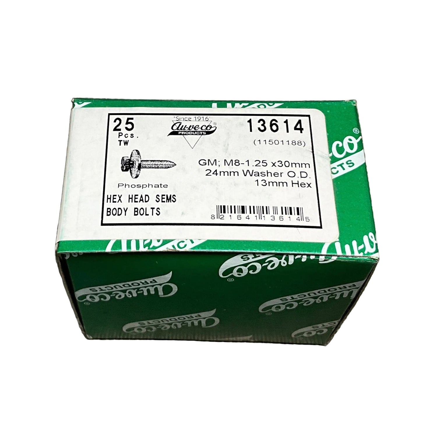 25 Hex Head Sems Body Bolts ~ Auveco 12323 ~ GM: 11504493 ~ General Purpose Use