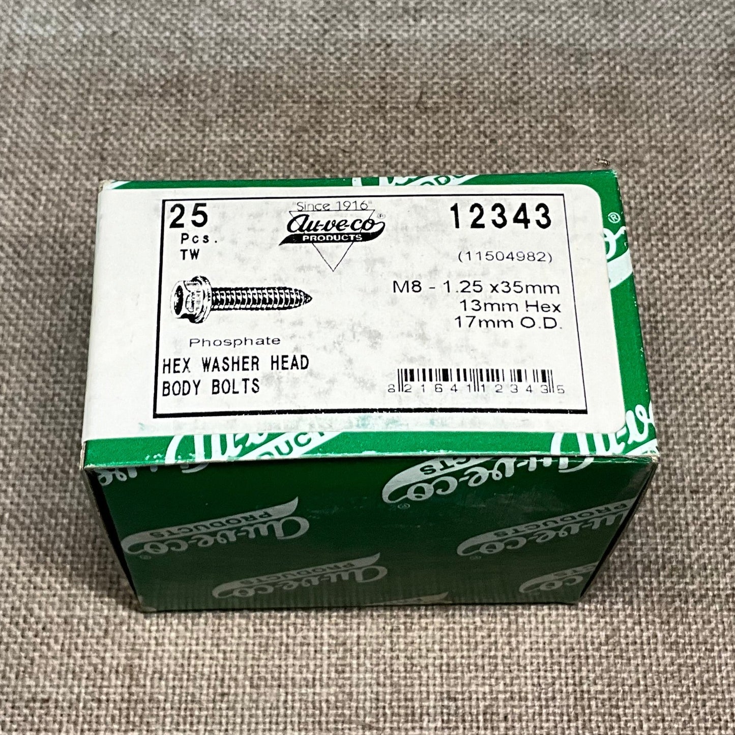 25 Hex Washer Head Body Bolts Auveco 12343 GM:11504982 Universal & General