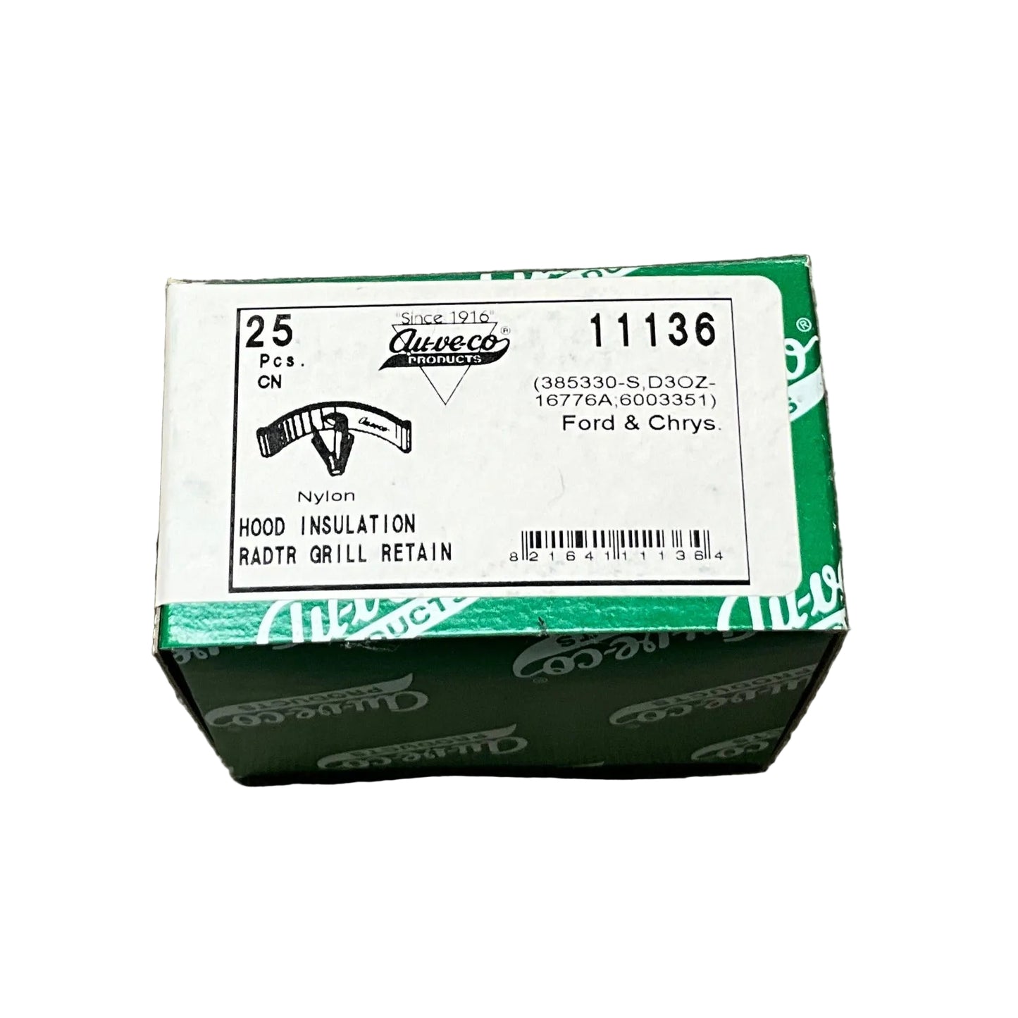 25 Hood Insulation and Grille to Radiator Retainer Auveco 11136 Ford: 385330-S