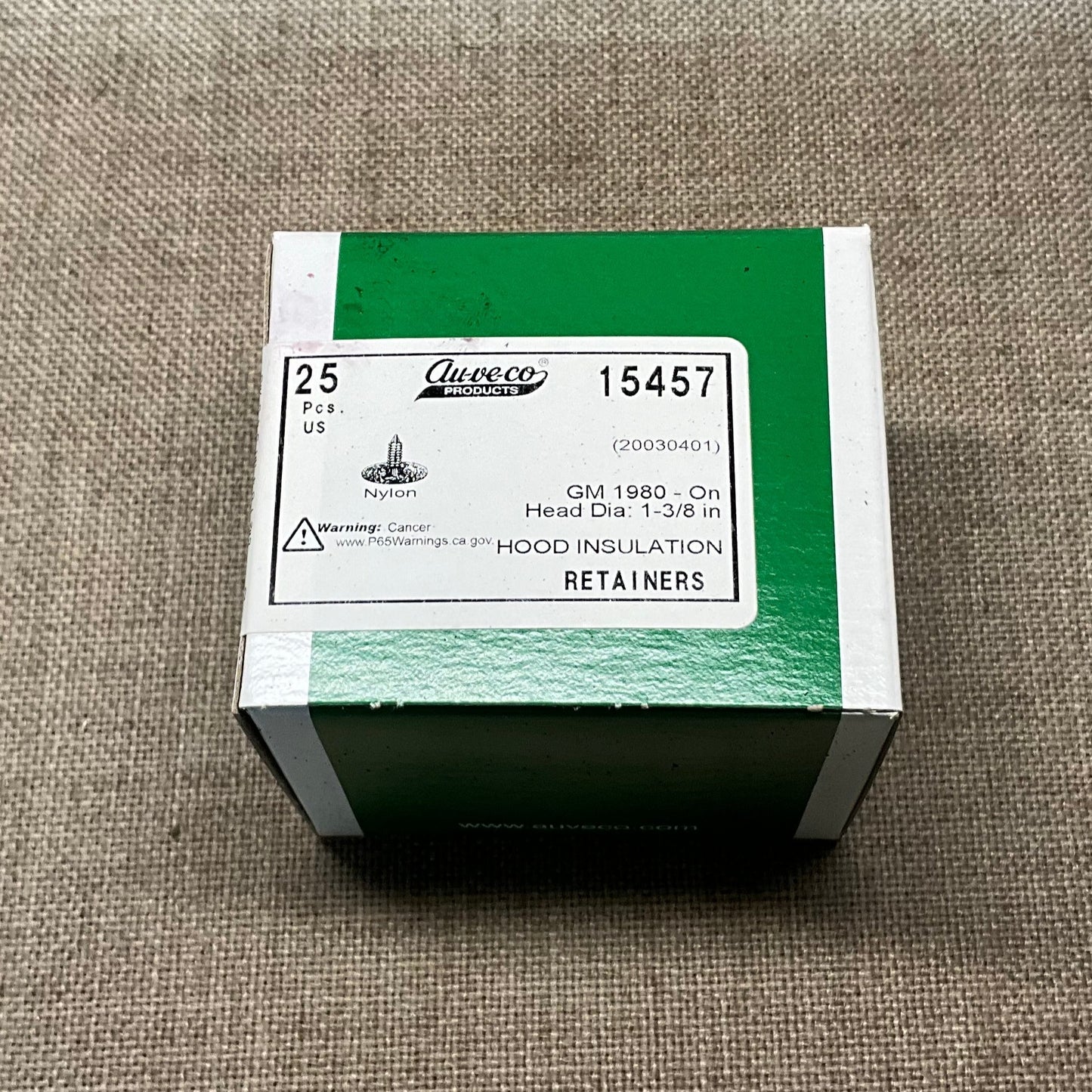 25 Hood Insulation Retainers Auveco 15457 GM: 20030401 Universal, Made In USA!
