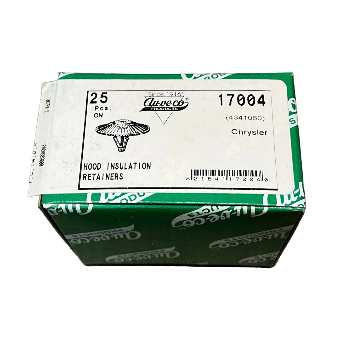25 Hood Insulation Retainers Auveco 17004 Chrysler: 4341060 From 1985 - On