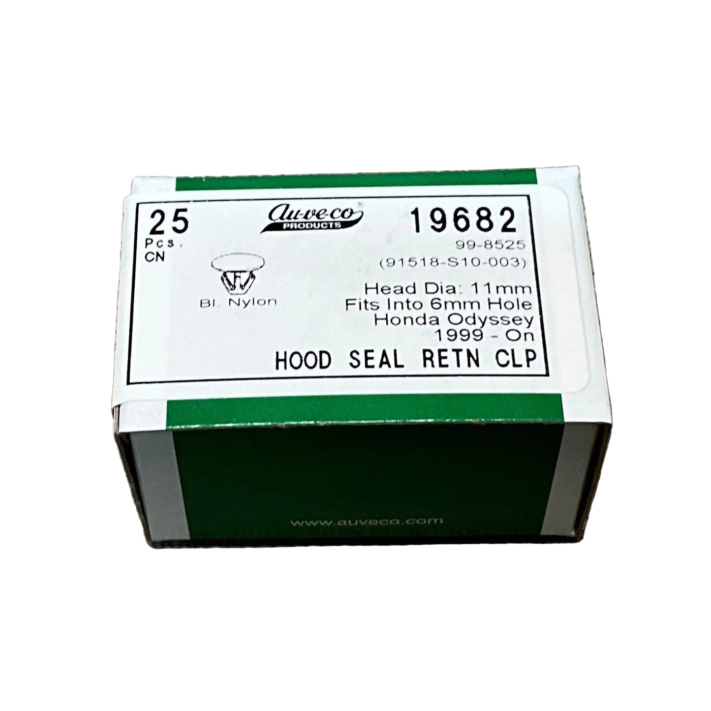 25 Hood Seal Retaining Clips Auveco 19682 Honda Odyssey: 91518-S10-003, 1999-On