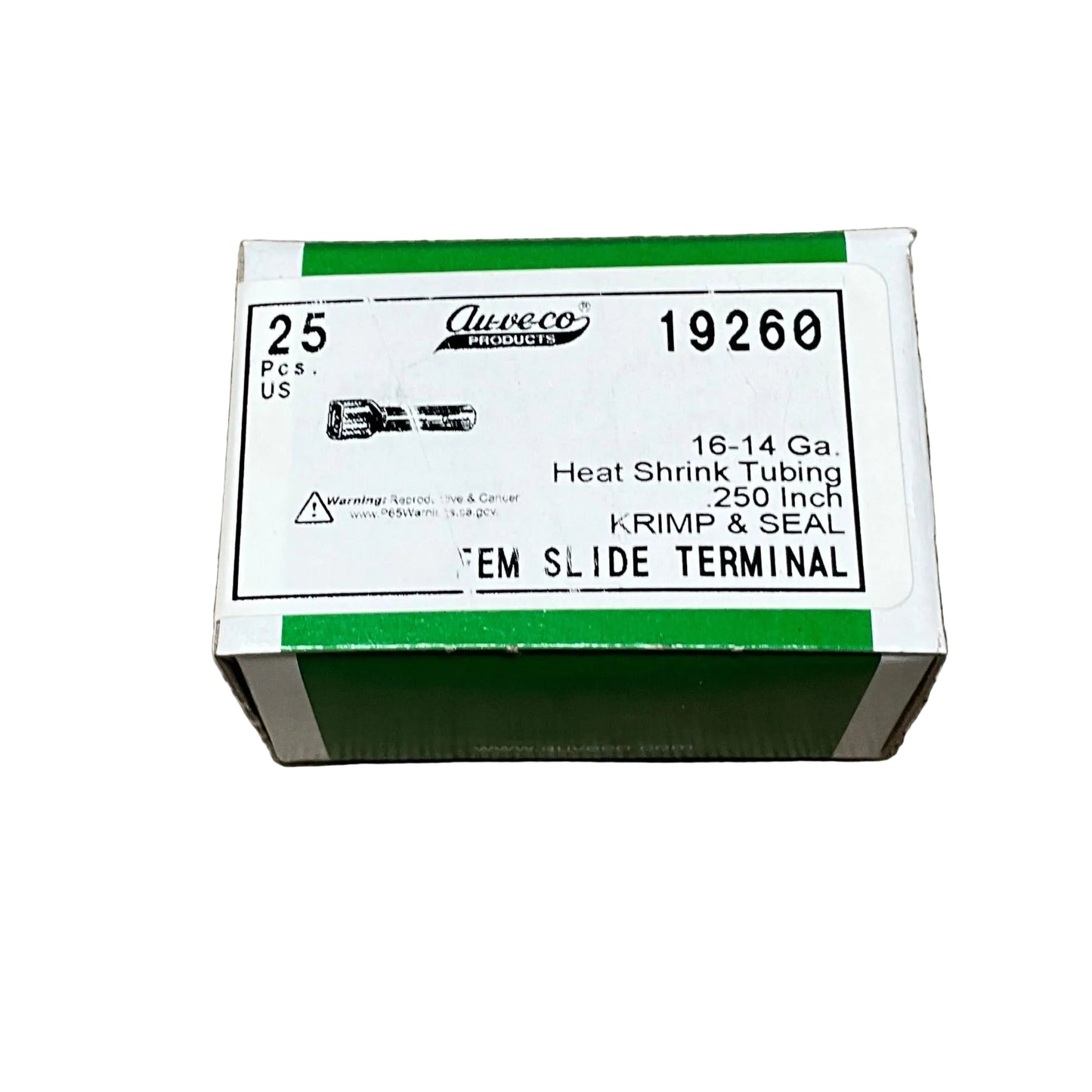 25 Krimp and Seal Female Slide Terminal Auveco 19260, 16 - 14 Gauge Wire Range