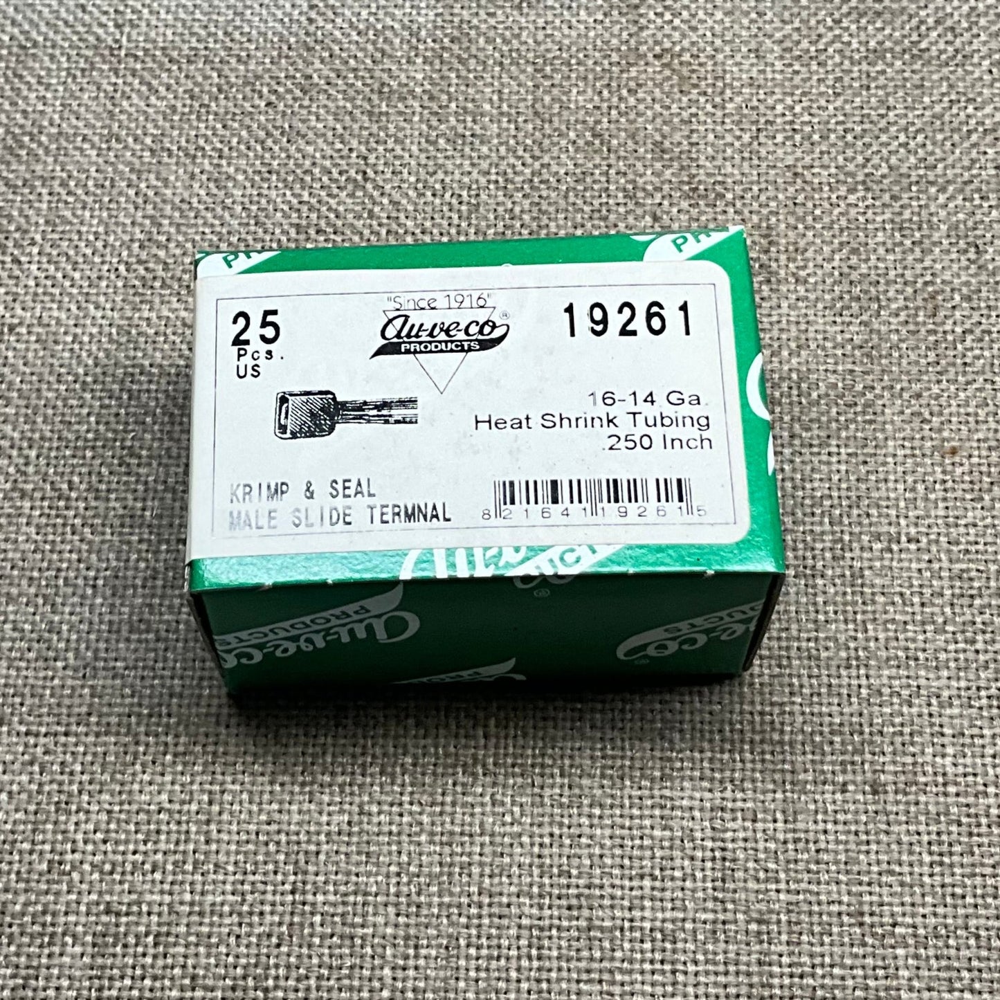 25 Krimp and Seal Male Slide Terminal Auveco 19261, 16 - 14 Gauge Wire Range