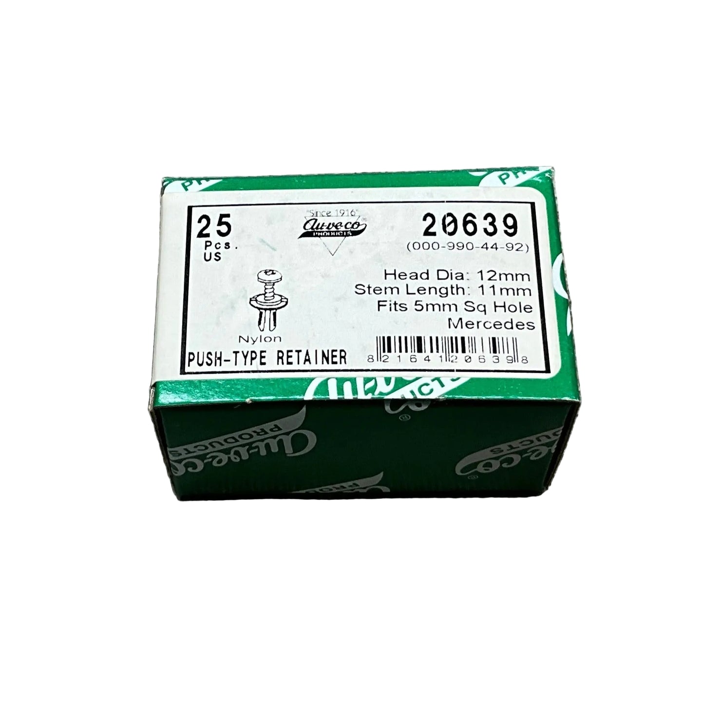 25 Mercedes - Benz Push Type Retainers Auveco 20639 OEM : 000-990-44-92
