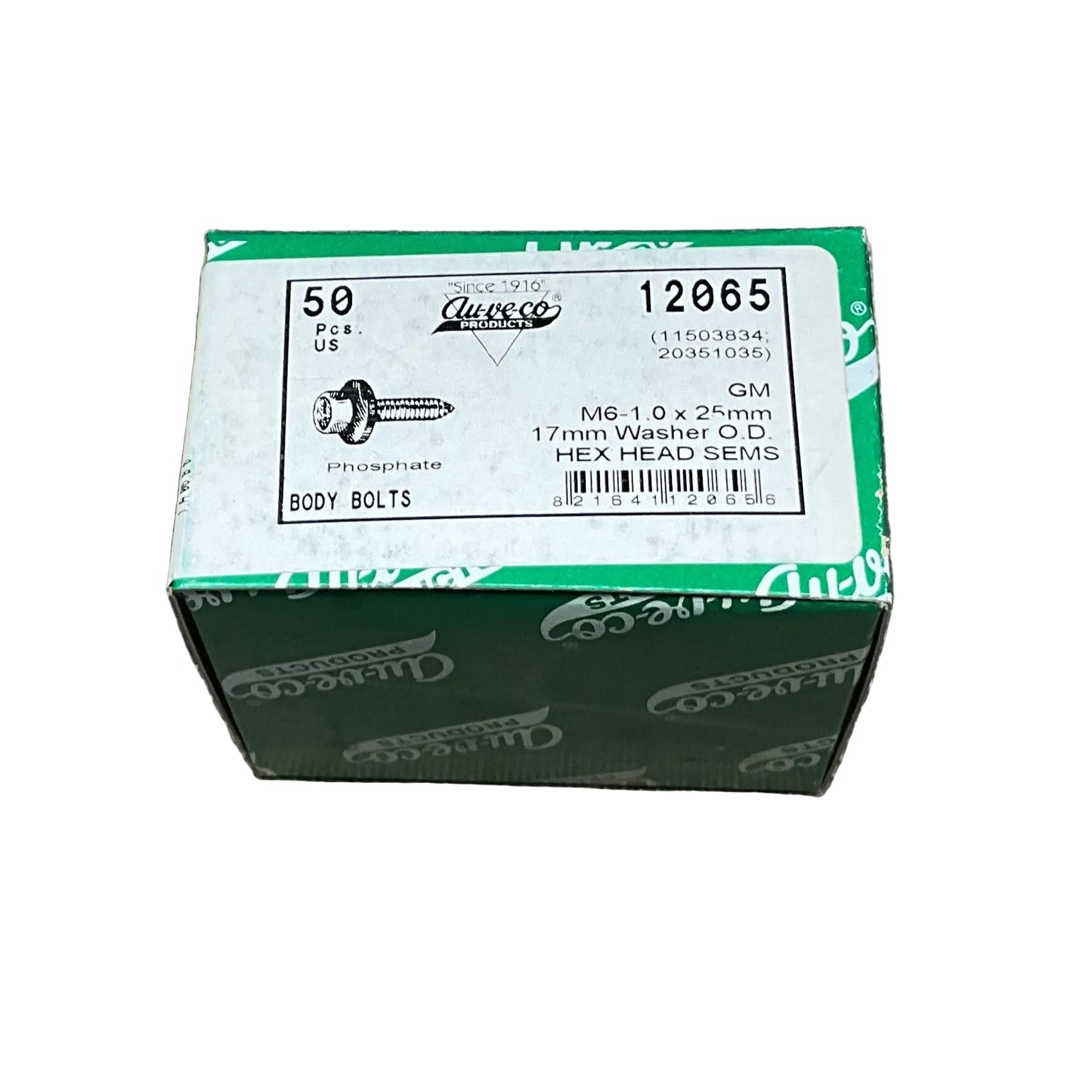 25 Metric Hex Head Sems Bolts Auveco 12065 ~GM: 11503834 ; 20351035 Universal