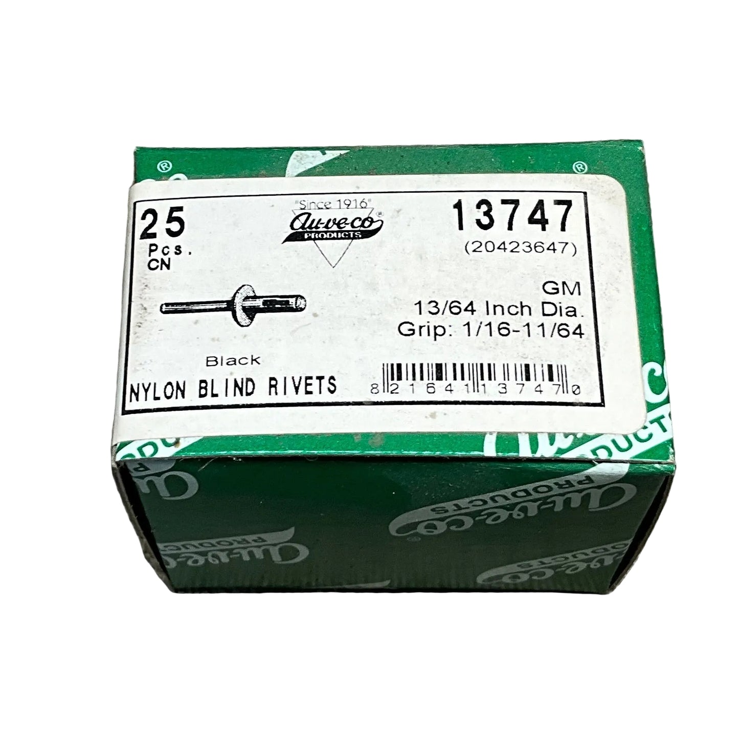 25 Nylon Blind Rivets Auveco 13747 For GM : 20423647 & Ford : N804189S Auto