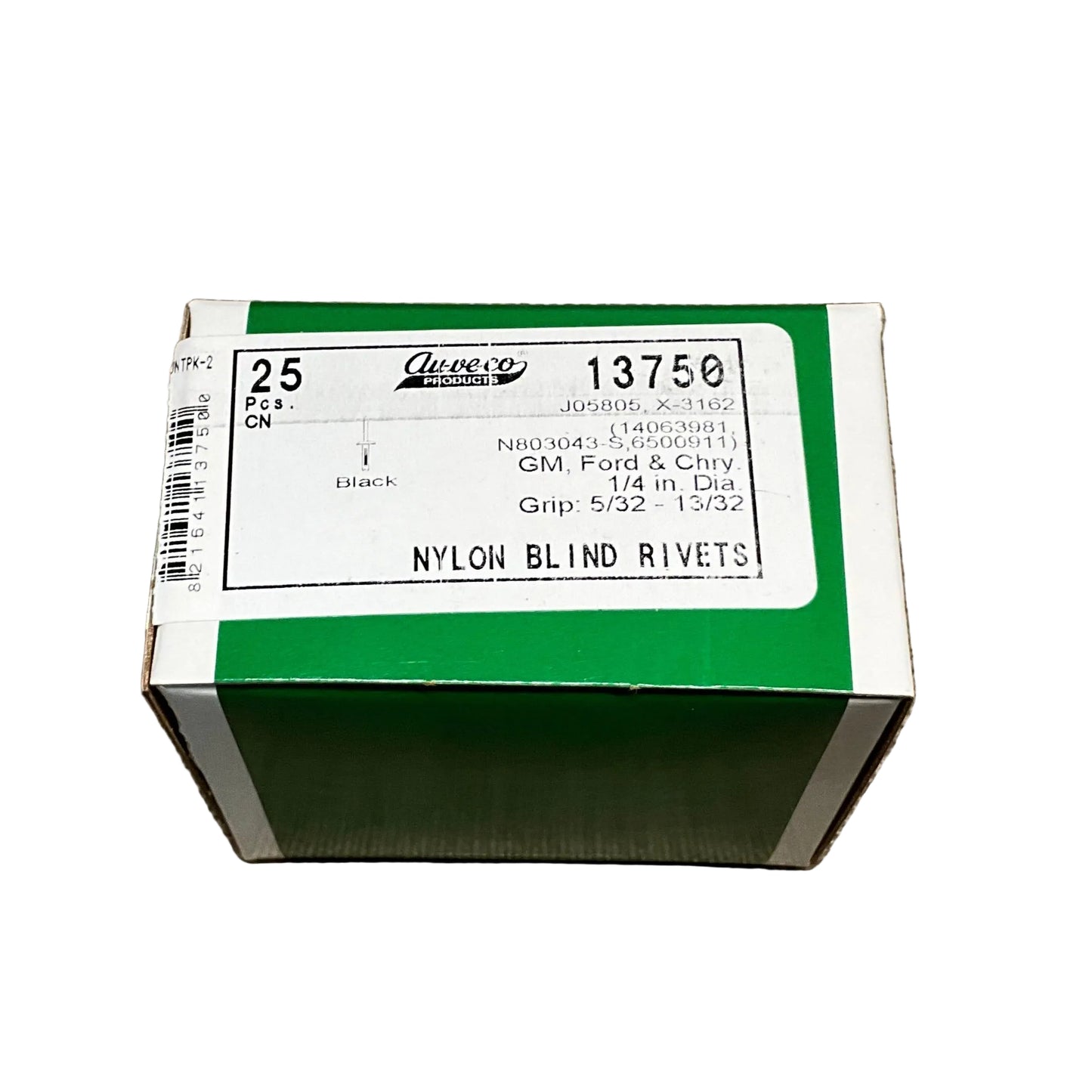 25 Nylon Blind Rivets Auveco 13750 For GM-14063981 Ford-N803043-S Chry-6500911