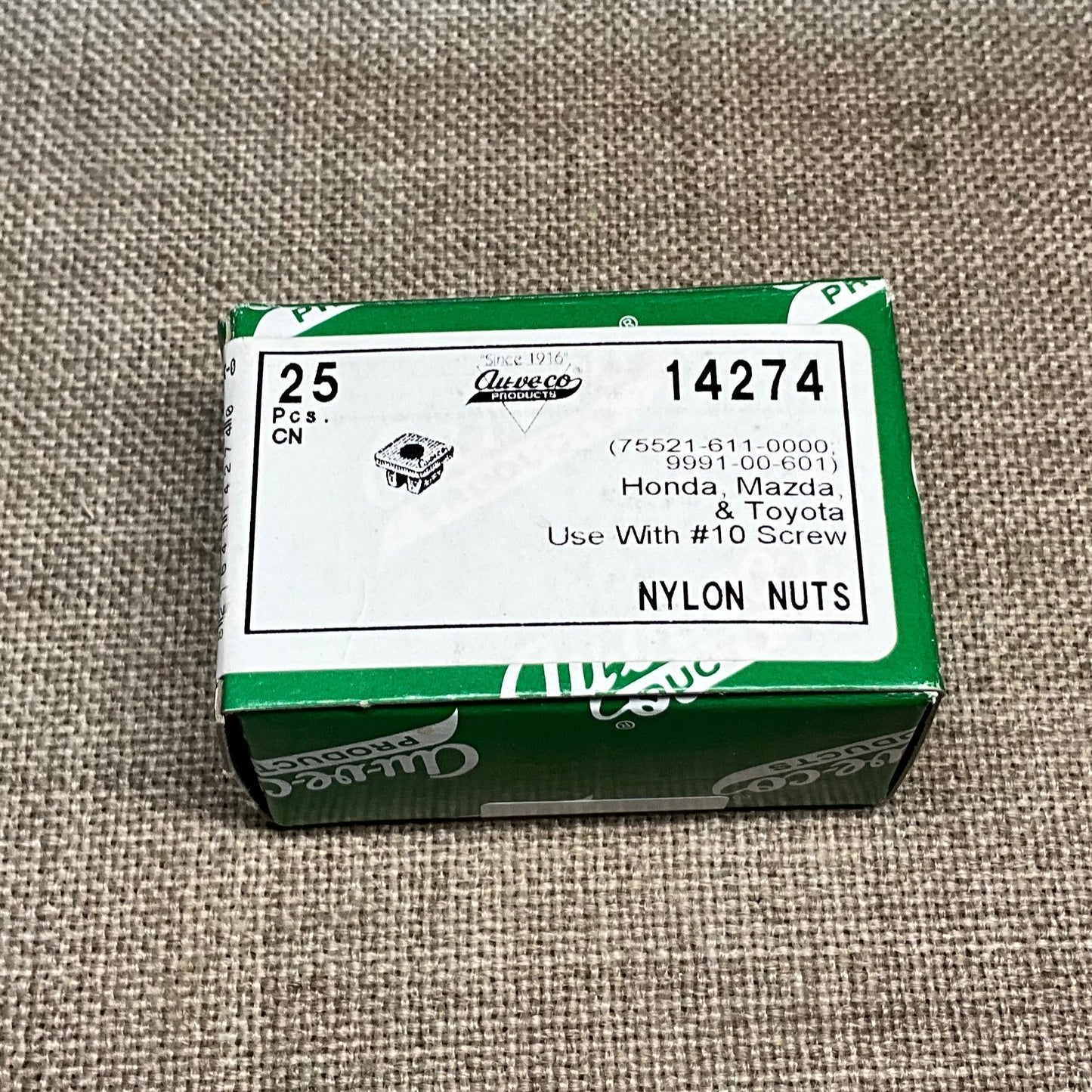 25 Nylon Nuts Auveco 14274 For Honda ~ Mazda ~ Toyota ~ Japanese Import Autos