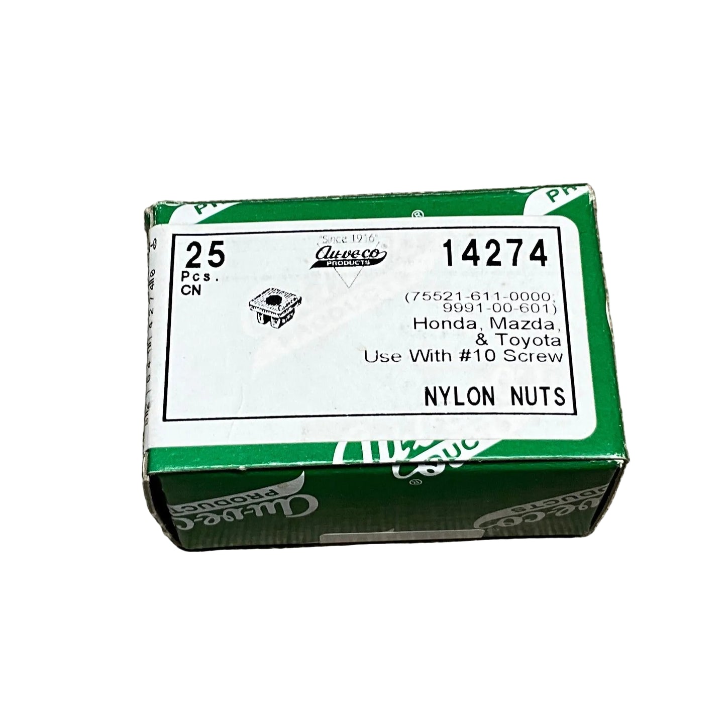 25 Nylon Nuts Auveco 14274 For Honda ~ Mazda ~ Toyota ~ Japanese Import Autos