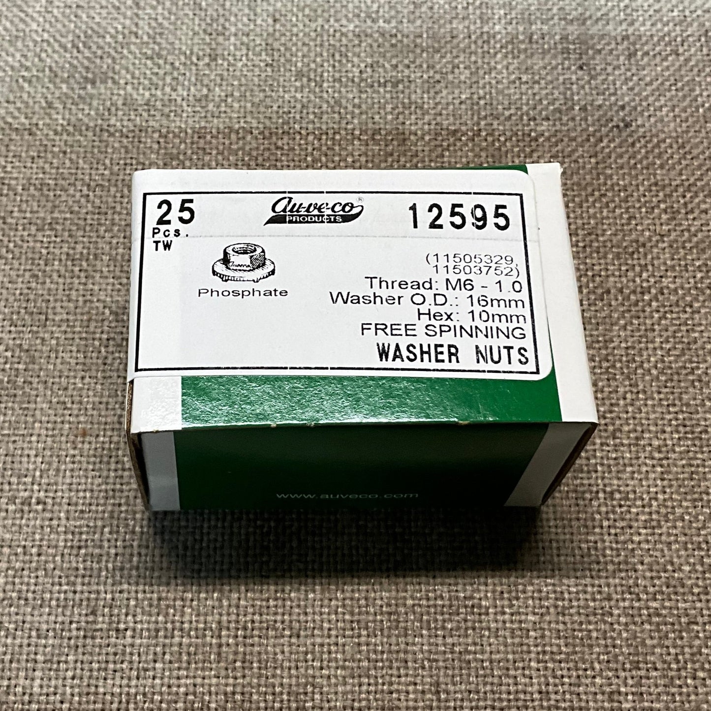 25 Pcs Auveco 12595 Free Spinning Washer Nut 1M6-1.0 6mm Outside Diameter